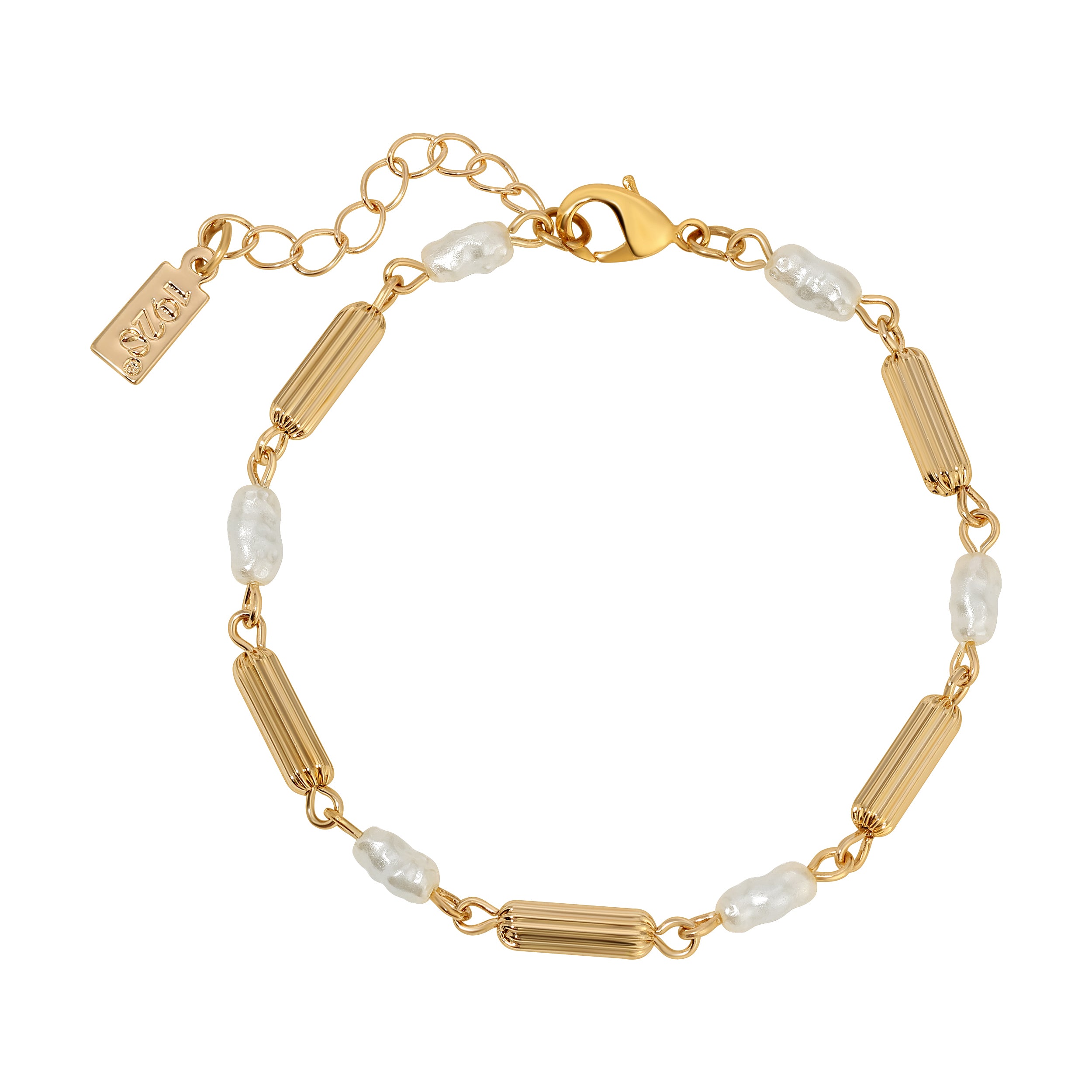 1928 Jewelry Gold Beaded Crystal Lantern Bracelet - Adjustable Extension Chain - Elegant Party, Wedding & Evening Wear Accessory for Women