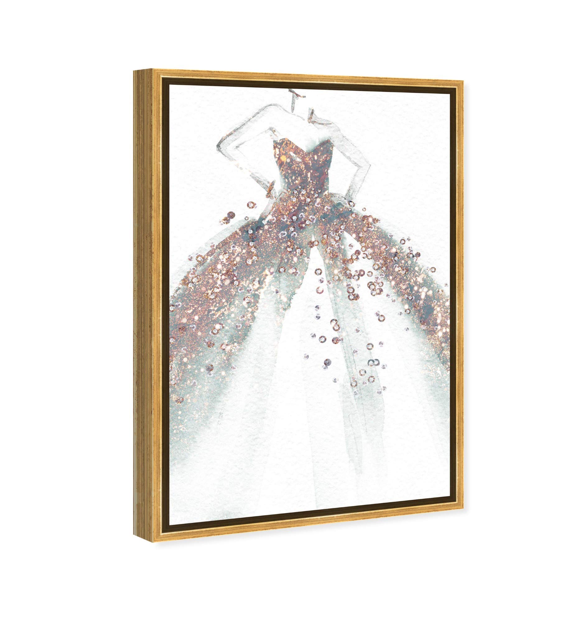 Oliver Gal Artist Co. 'Star of The Ball' Fashion Glam Wall Art - 30x45 Inch Framed Canvas Print in Gold & White | Elegant Home Decor for Living Room, Bedroom & Office