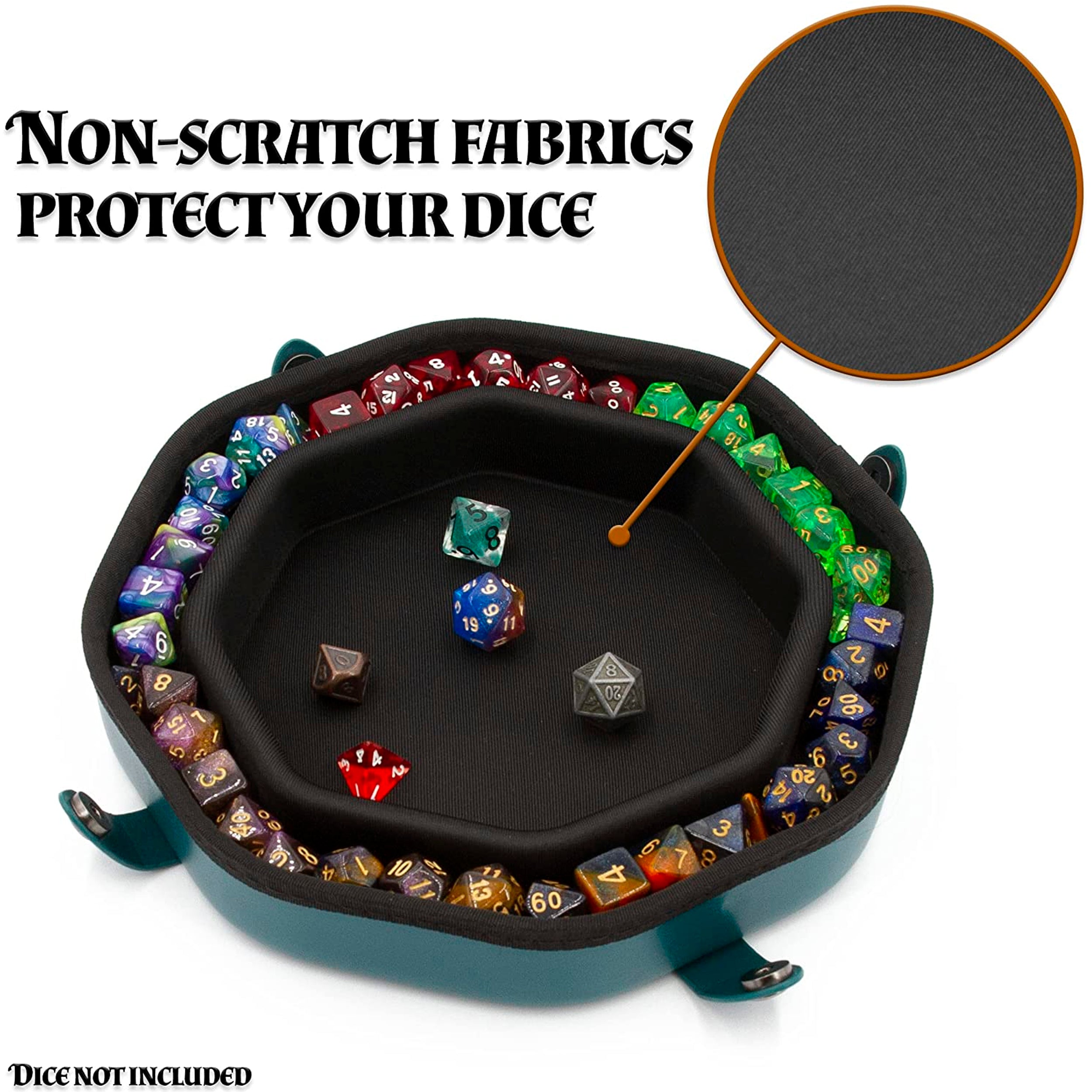 CASEMATIX Dice Tray and Storage Case for 115 RPG Dice - Magnetic Snaps, Embossed Monster Design - Perfect for Dungeons & Dragons, Pathfinder, and Tabletop Gaming Sessions