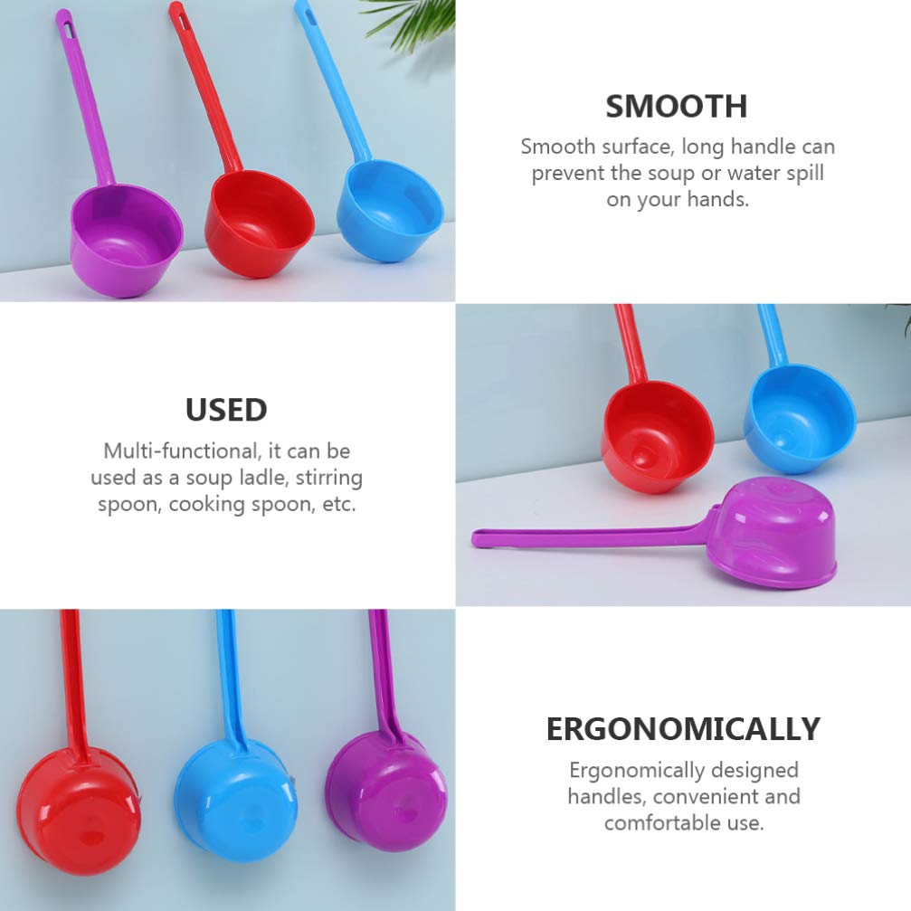 Hemoton 3-Piece Plastic Water Scoop Set - Kitchen Ladles for Washing, Cooking & Serving - Durable Household Spoons for Rice, Soup, and Liquid Ingredients - Perfect for Home Kitchen & Camping Use