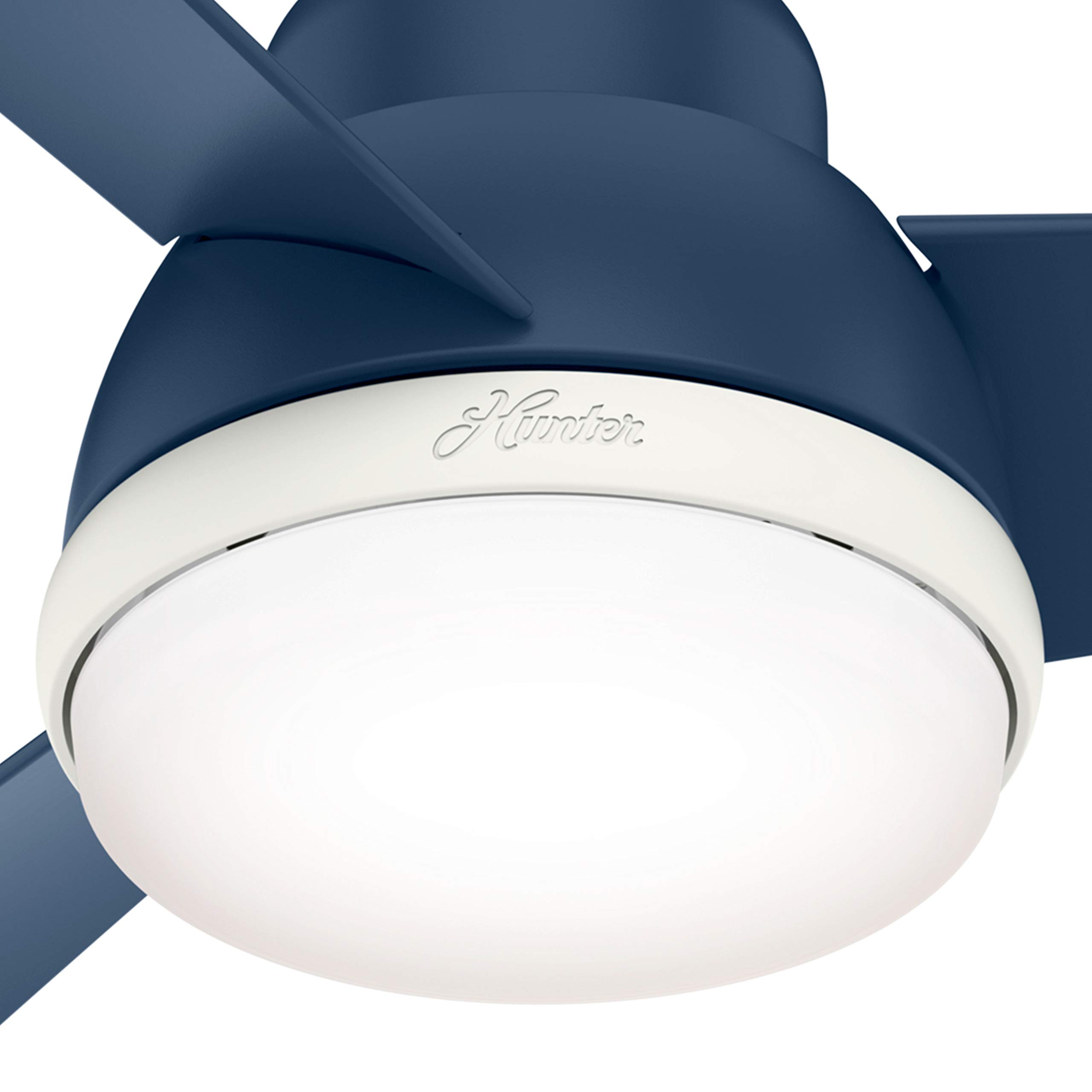 Hunter Fan 36 inch Contemporary Indigo Blue Indoor Ceiling Fan with Light Kit & Remote Control - Energy Efficient Quiet Operation for Bedroom, Living Room & Office (Renewed)