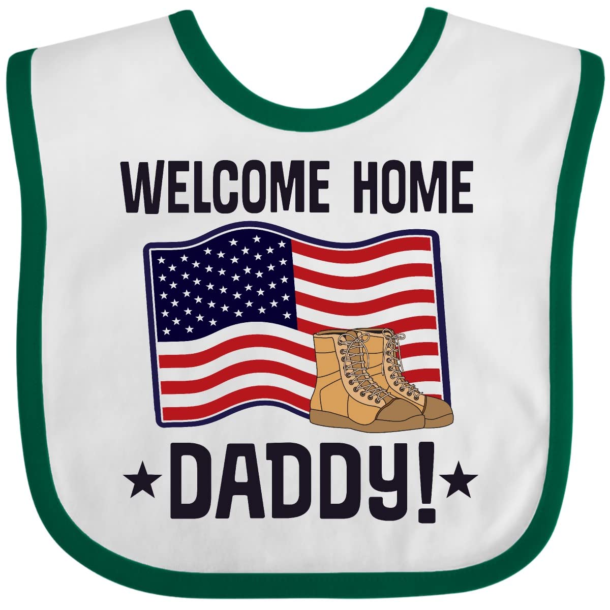 Inktastic Military Daddy Welcome Home Baby Bib - Soft Cotton Adjustable Infant Bib for Newborns - Perfect for Homecoming, Military Reunions & Special Occasions