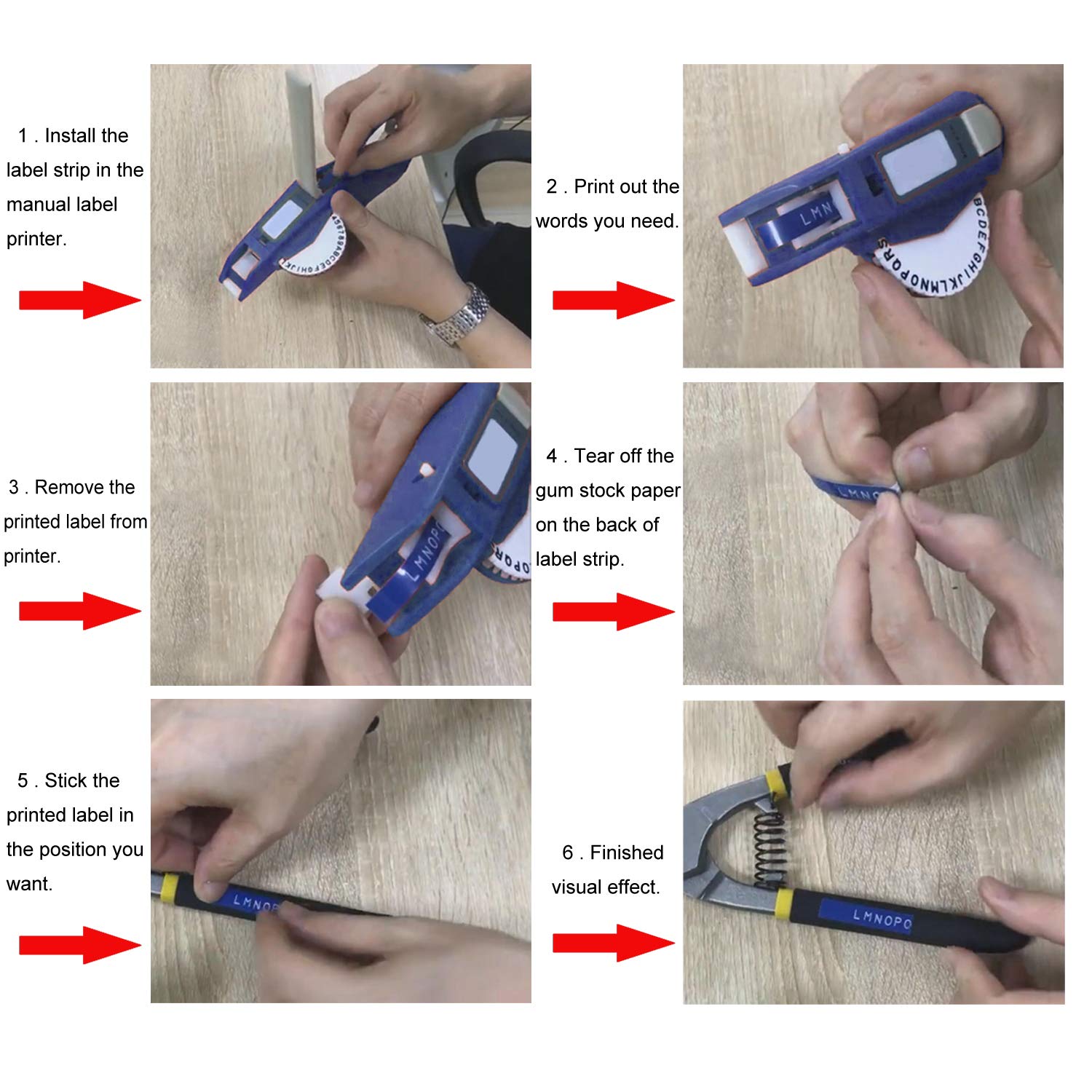 3/8 Inch Embossing Label Tape - Compatible with Dymo Label Maker 12965 & 12966, Durable 3D Plastic Labels for Office Mate II & Organizer Xpress (White on Black/Red/Blue/Yellow/Green) - Perfect for Office Organization, File Labeling & Home Storage