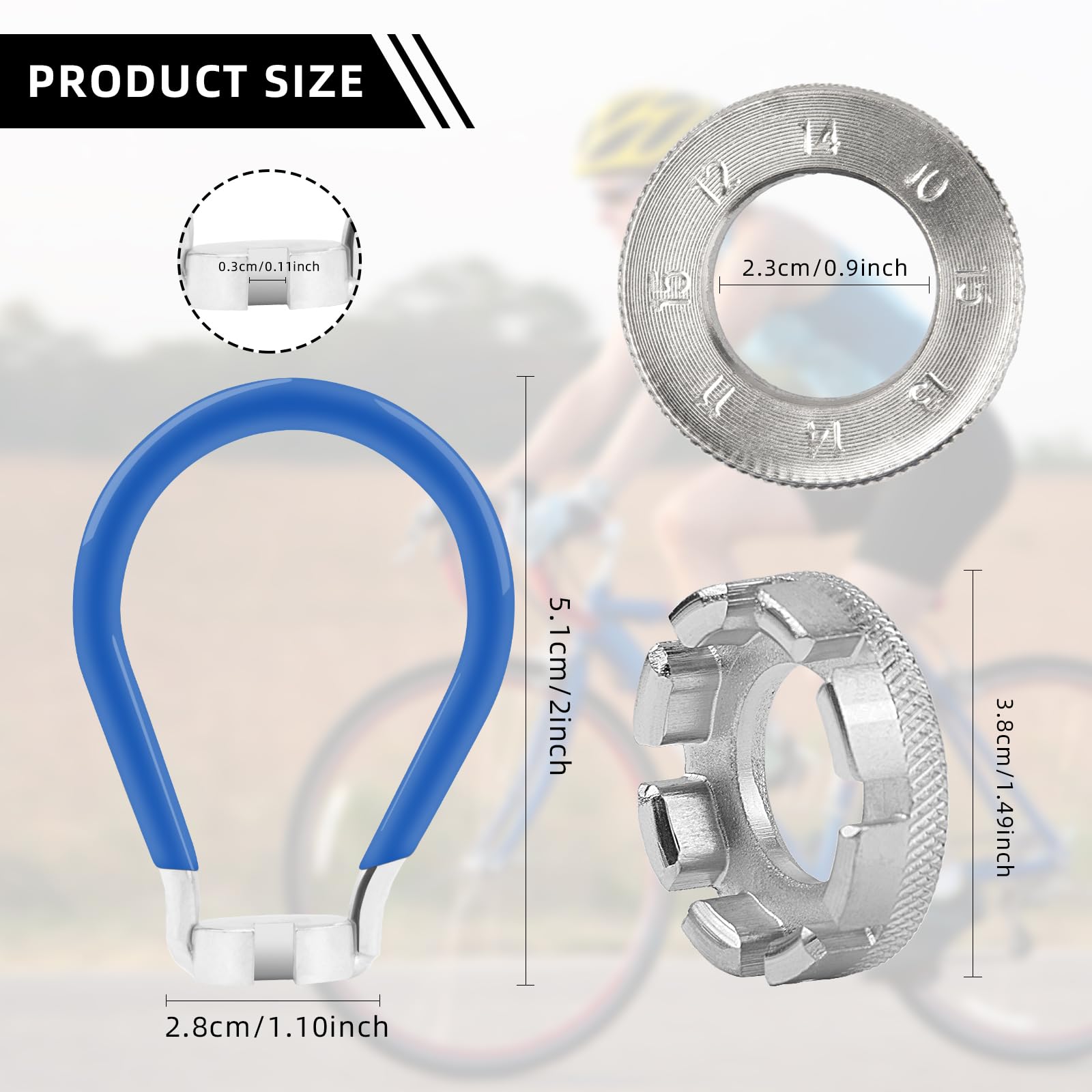 2-Piece Stainless Steel Bike Spoke Wrench Set - Professional Spoke Tension Meter & Rim Truing Tool Kit for Bicycle Repair & Maintenance - Perfect for Road Bikes, Mountain Bikes & DIY Bike Tuning