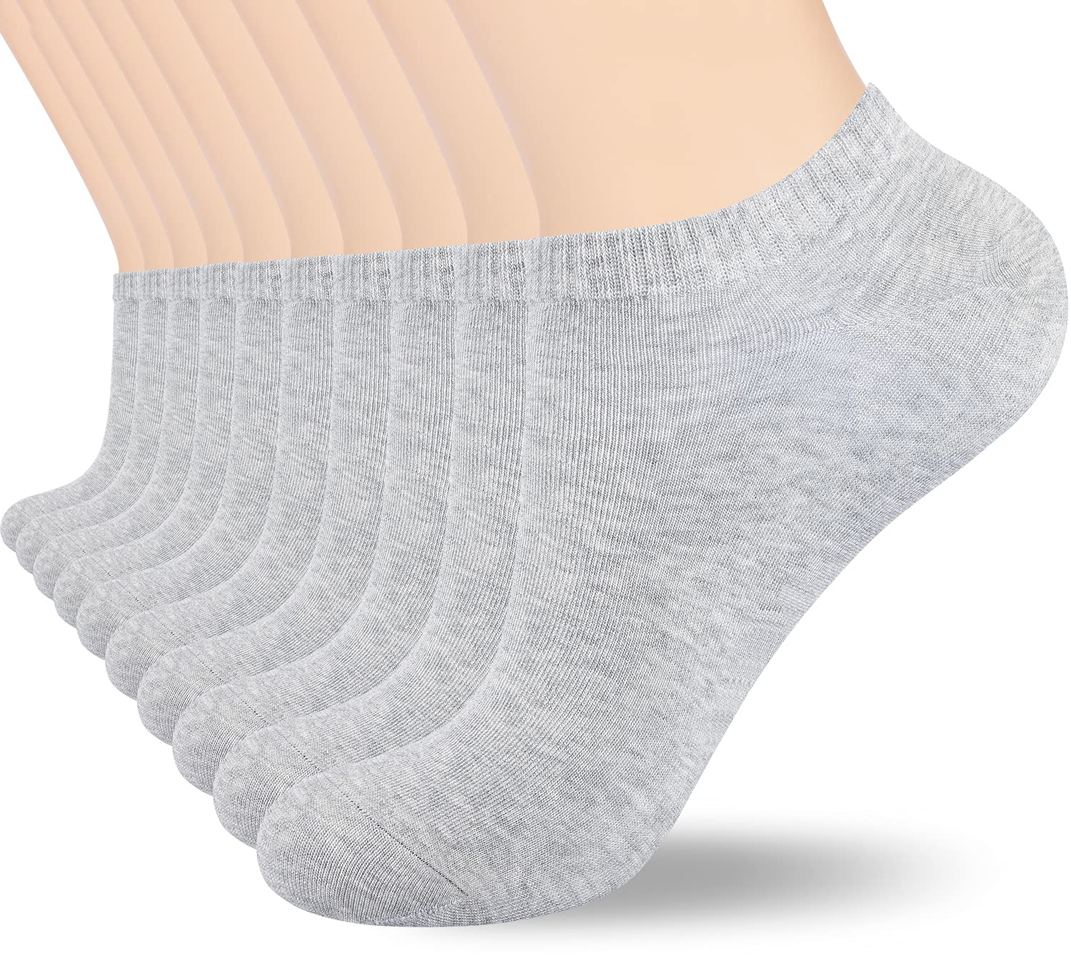 TIBISI Men's Athletic Running Socks - Pack of 10 Low Cut Breathable Cotton Ankle Socks for Men & Women (White/Black/Grey) - Perfect for Sports, Gym Workouts & Daily Comfort