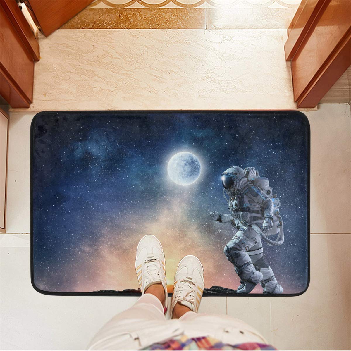 NASA Astronaut Themed Non-Slip Doormat - 23.6 x 15.7 Inch Waterproof Welcome Mat for Indoor/Outdoor Use - Perfect for Space Enthusiasts' Entryway, Front Door or Patio Decor