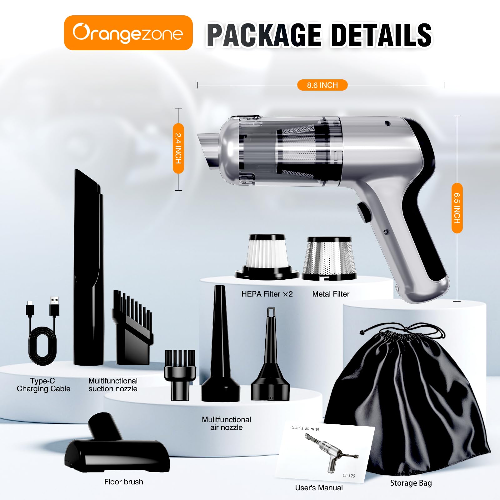 Powerful 20000PA Handheld Vacuum - Cordless Car & Pet Cleaner for Home/Office