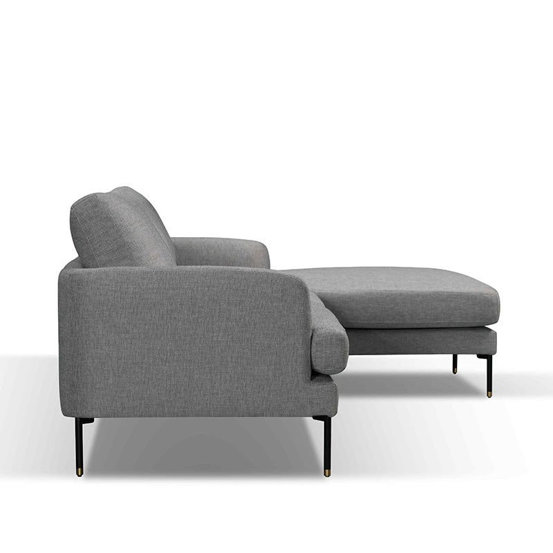 TIANA 3-Seater Sofa with Right Chaise Lounge - Modern Grey Fabric Sectional Couch for Living Room, Lounge & Small Spaces