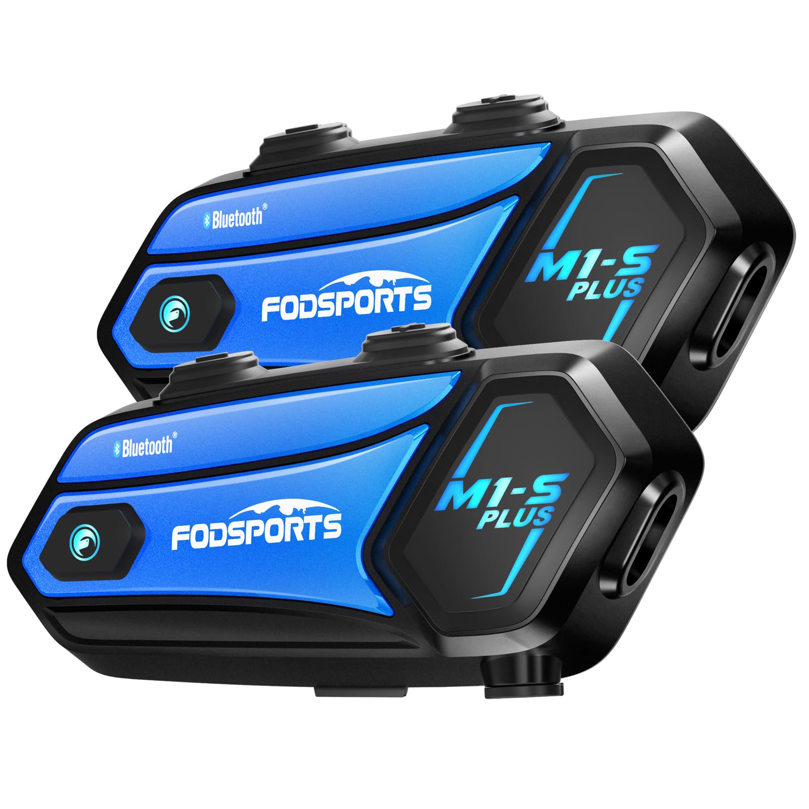 Fodsports M1-S Plus Bluetooth Motorcycle Helmet Intercom System - 8 Rider Communication, Music Sharing, FM Radio, Siri & Microphone Mute - Universal Pair for Group Riding, Road Trips & Adventure Tours