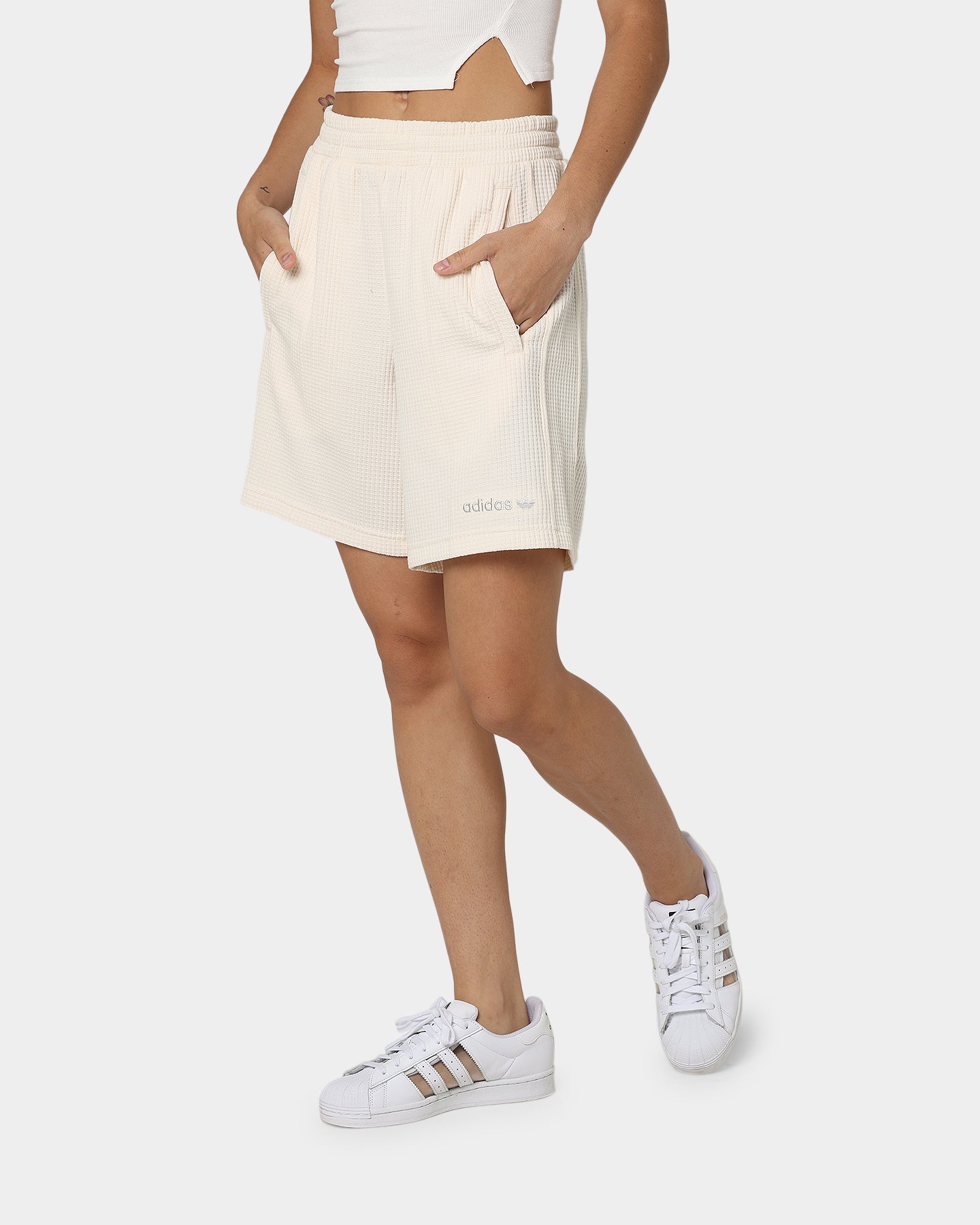 Adidas Waffle Running Shorts for Men - Wonder White - Lightweight Athletic Shorts for Gym, Jogging & Summer Workouts