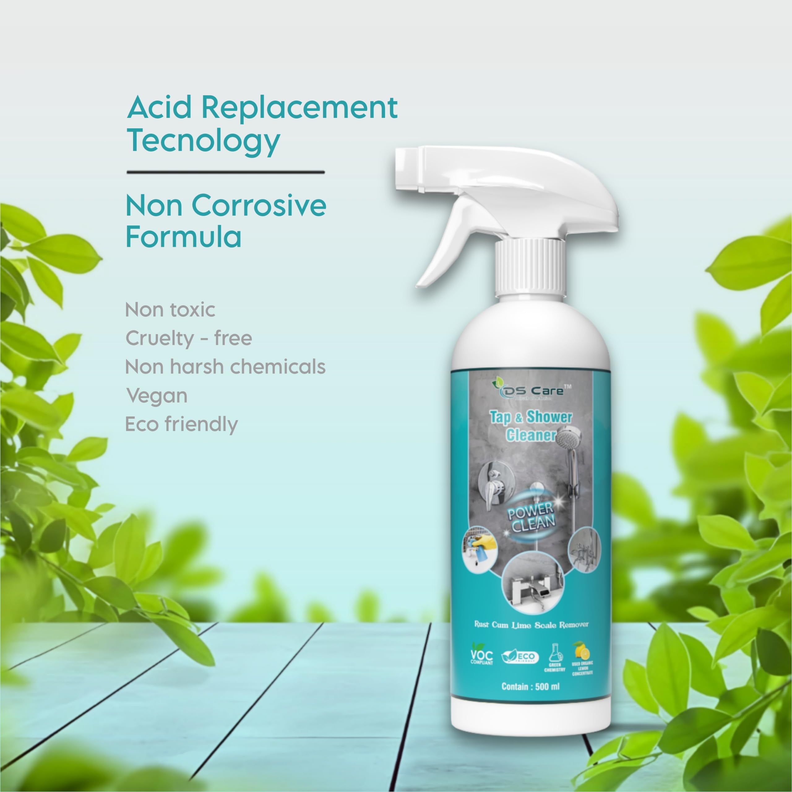 DS CARE Multipurpose Tap & Shower Cleaner 500ml - Powerful Bathroom Cleaner for Rust, Limescale & Hard Water Stain Removal | Effective Drain Descaling Solution | All-Purpose Cleaning for Sinks, Tiles & Faucets | Pack of 1 (Ideal for Home, Hotel & Commercial Use)
