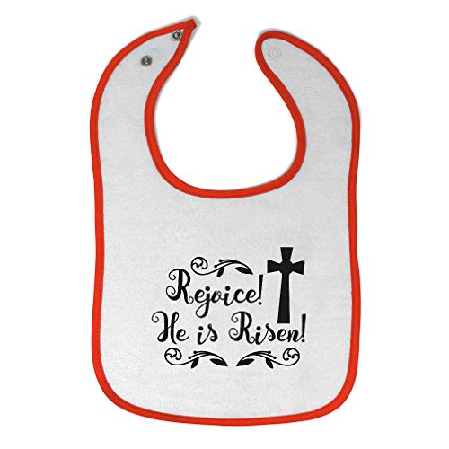 Soft Cotton Baby Bibs & Burp Cloths Set for Toddlers - White & Orange Easter Design (He is Risen) - Unisex for Baby Boys & Girls - Perfect for Feeding, Drool Protection & Holiday Photos