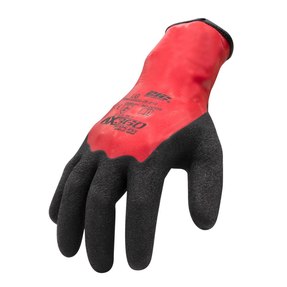 212 Performance AXSDG 05 008PR AX360 Shield Grip Latex Dipped Work Gloves - Small, Black/Red - Heavy Duty, Non-Slip Protection for Construction, Automotive & Industrial Use