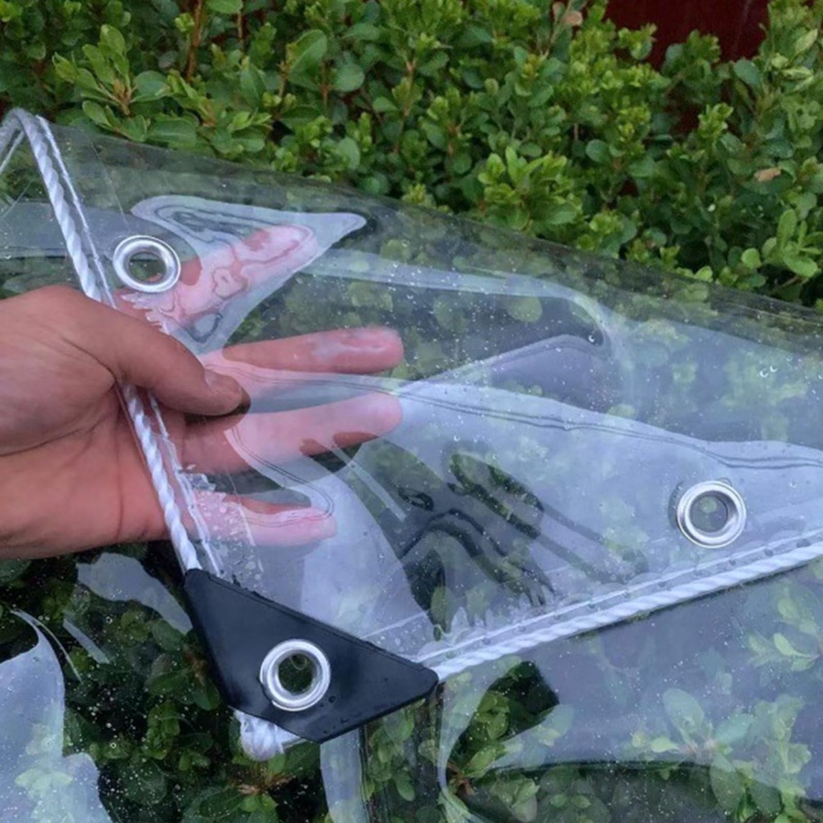 8' x 20' Heavy Duty Clear PVC Vinyl Tarp - Waterproof Transparent Rain Cover with Reinforced Grommets - 14 Mil Thick for Outdoor Camping, Roof Protection, Construction, and Temporary Shelter