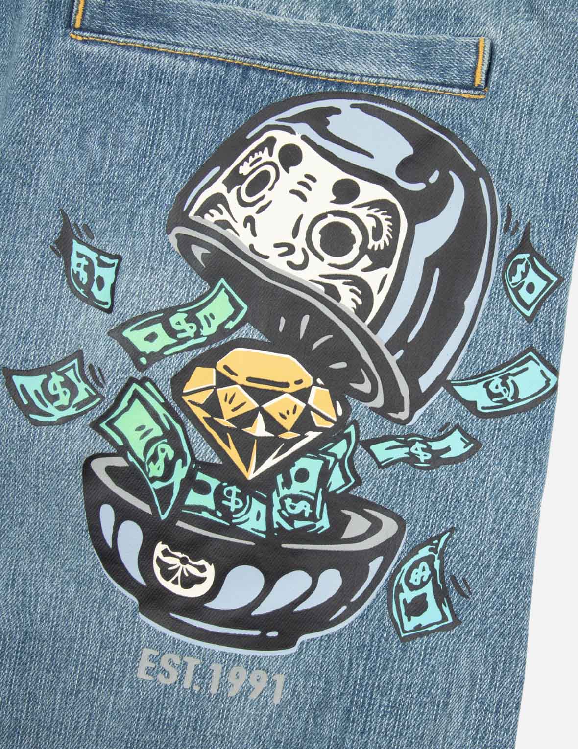 Diamond Daruma Printed High Waist Cropped Jeans for Women - Stretch Denim Skinny Fit Pants, Trendy Casual Streetwear (Style #2027) | Perfect for Everyday Wear, Dates & Outings