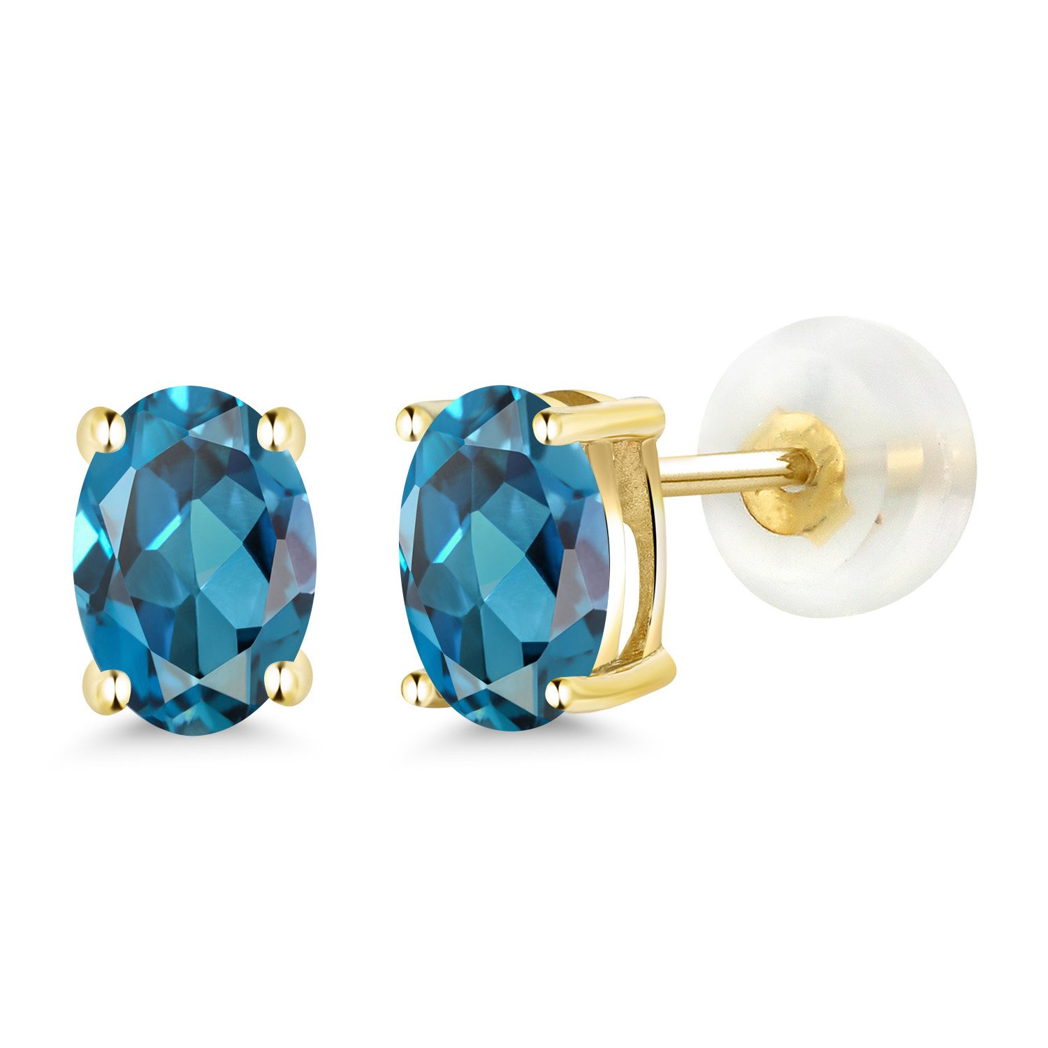 14K Gold Gemstone Birthstone Oval Stud Earrings for Women & Men | 6x4mm Oval Cut | Fine Jewelry Gift for Her, Mom, Wife | Anniversary, Birthday, Valentine's Day Present | Everyday Wear & Special Occasions