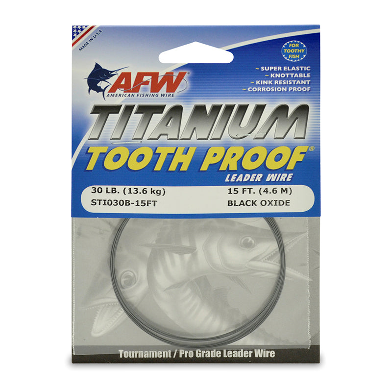 AFW Titanium Tooth Proof Single Strand Leader Wire 15ft - Strong Fishing Line for Saltwater & Freshwater - Perfect for Shark, Musky & Pike Fishing