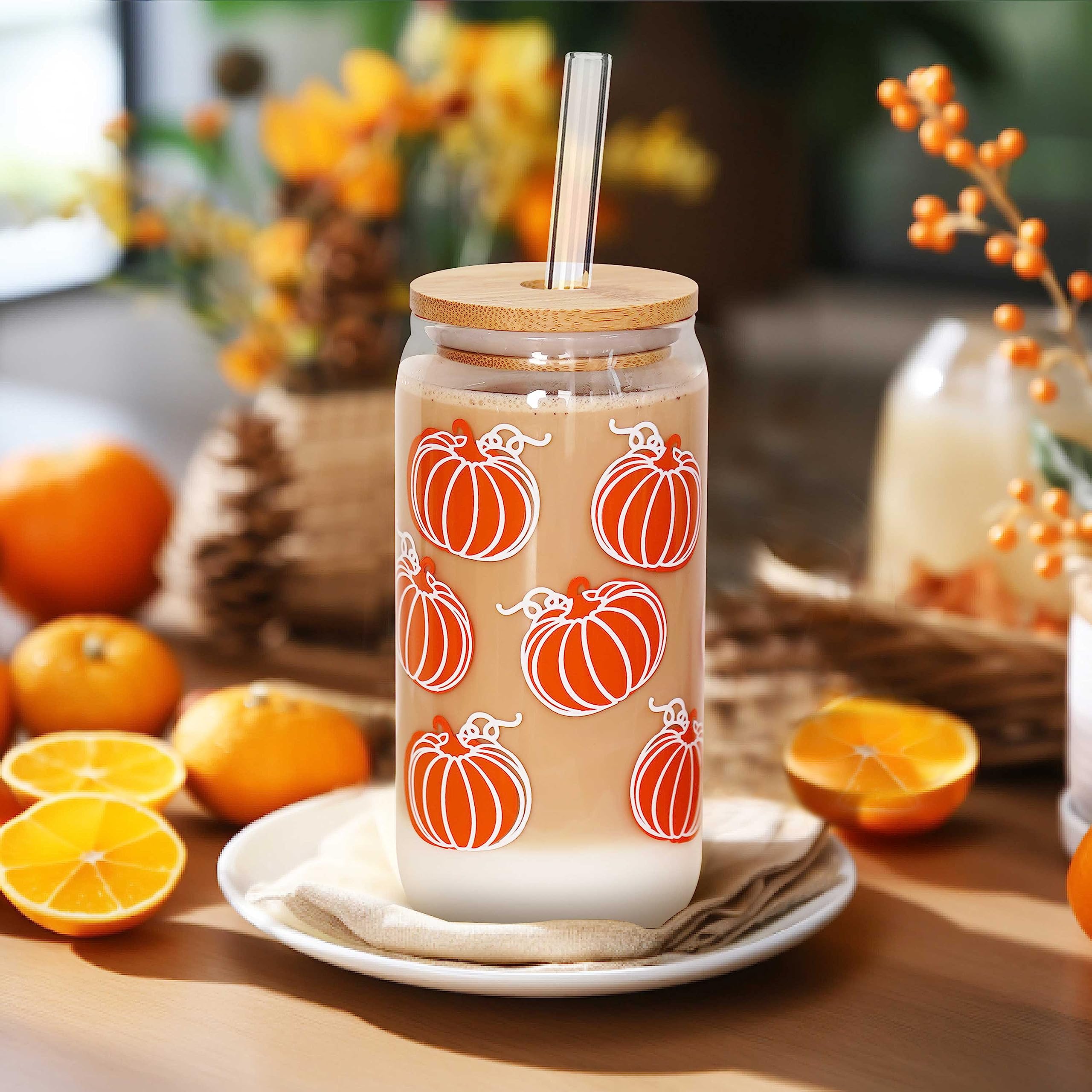 ANOTION 18oz Pumpkin Coffee Mug - Fall Decor Tumbler for Hot & Iced Drinks, Unique Autumn Thanksgiving Cup, Can-Shaped Wedding Gift | Perfect for Pumpkin Spice Lattes, Cozy Home Decor & Seasonal Celebrations