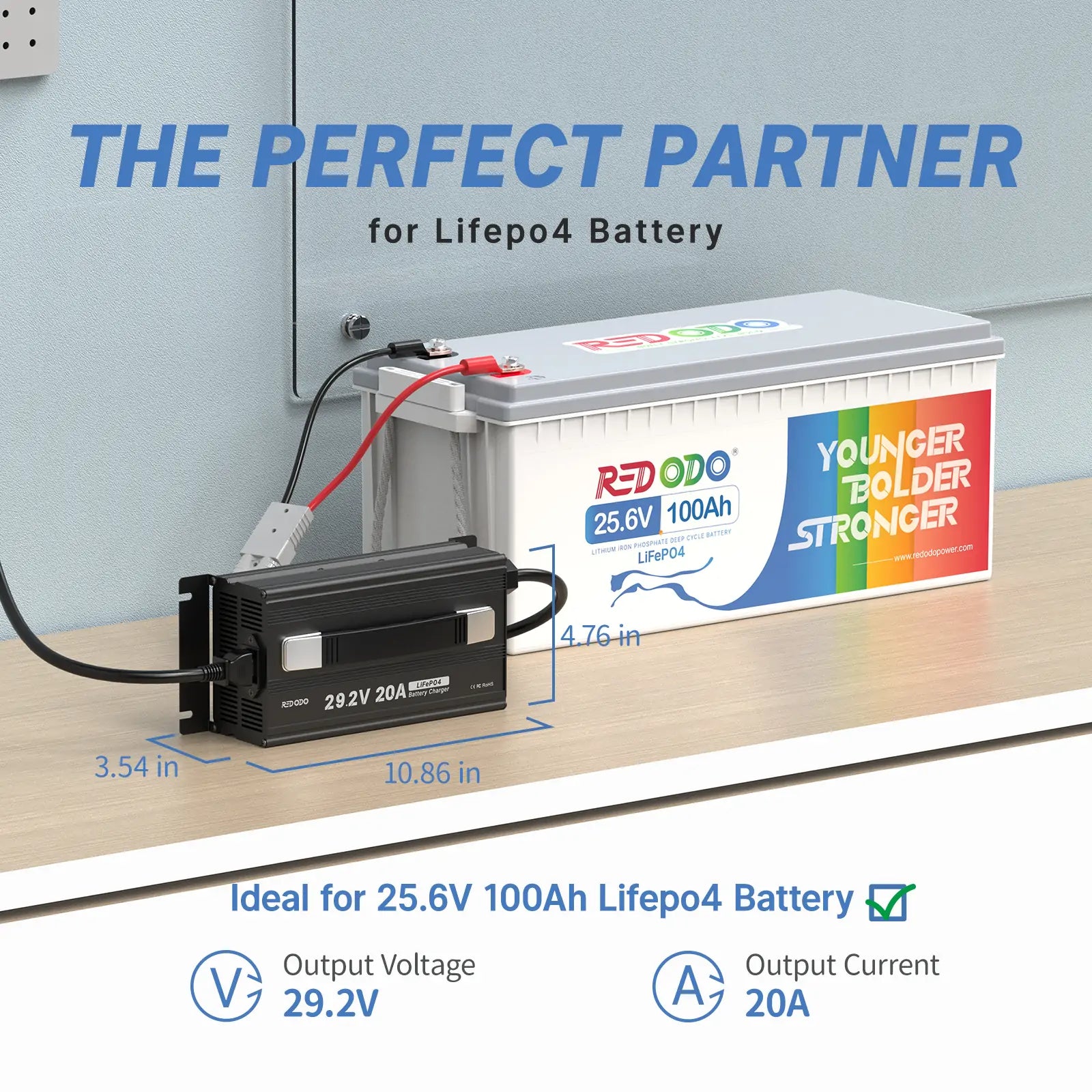Redodo 29.2V 20A LiFePO4 Battery Charger for Golf Carts, Electric Bikes, and Solar Power Systems - Fast Charging & Durable Lithium Iron Phosphate Battery Charger