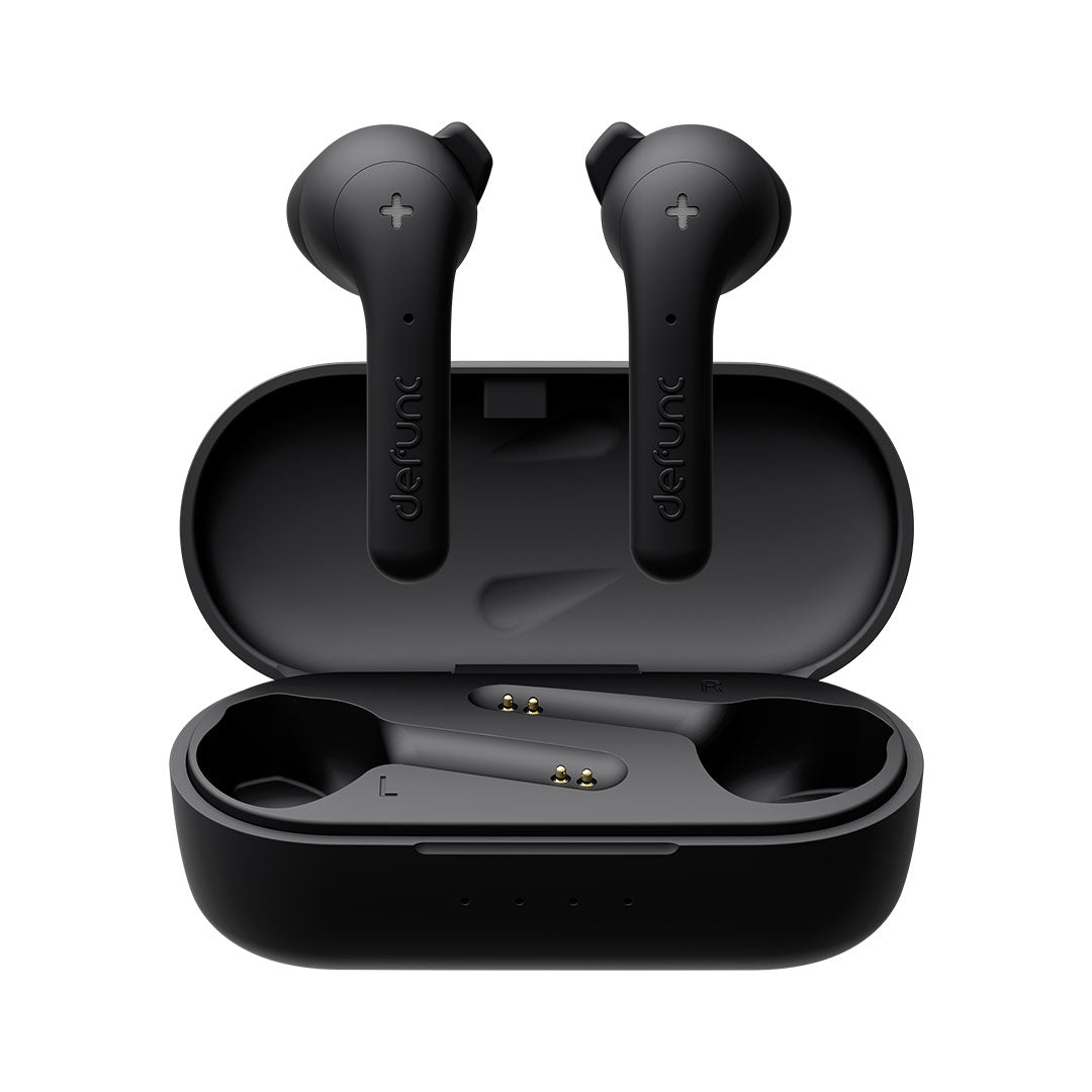 Defunc True Basic True Wireless Earbuds - Black | Bluetooth Headphones for Gym, Running & Workout | Noise Cancelling In-Ear Buds for iPhone & Android