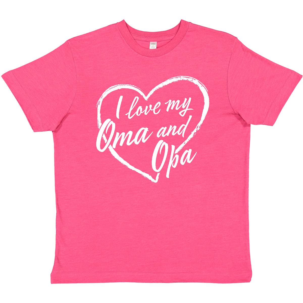 Inktastic I Love My Oma and Opa White Chalk Heart Youth T-Shirt - Cute Grandparent Apparel for Kids & Grandchildren Gifts