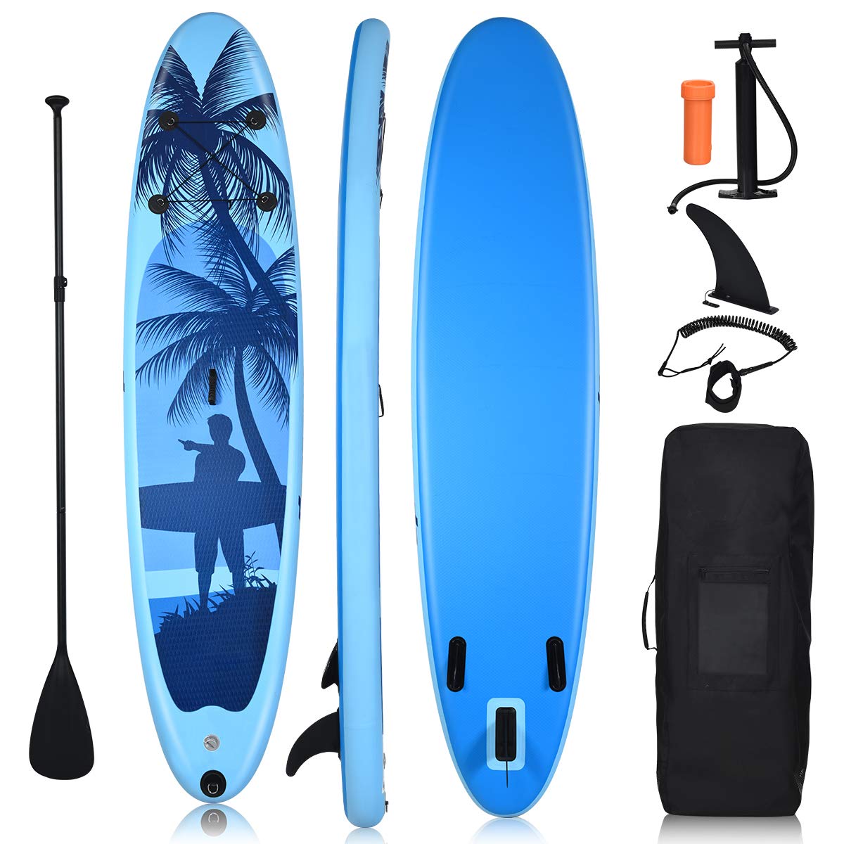 COSTWAY Inflatable Stand Up Paddle Board | 16CM Thick PVC Construction SUP with Complete Accessories Kit | Perfect for Yoga, Fishing & Family Water Sports
