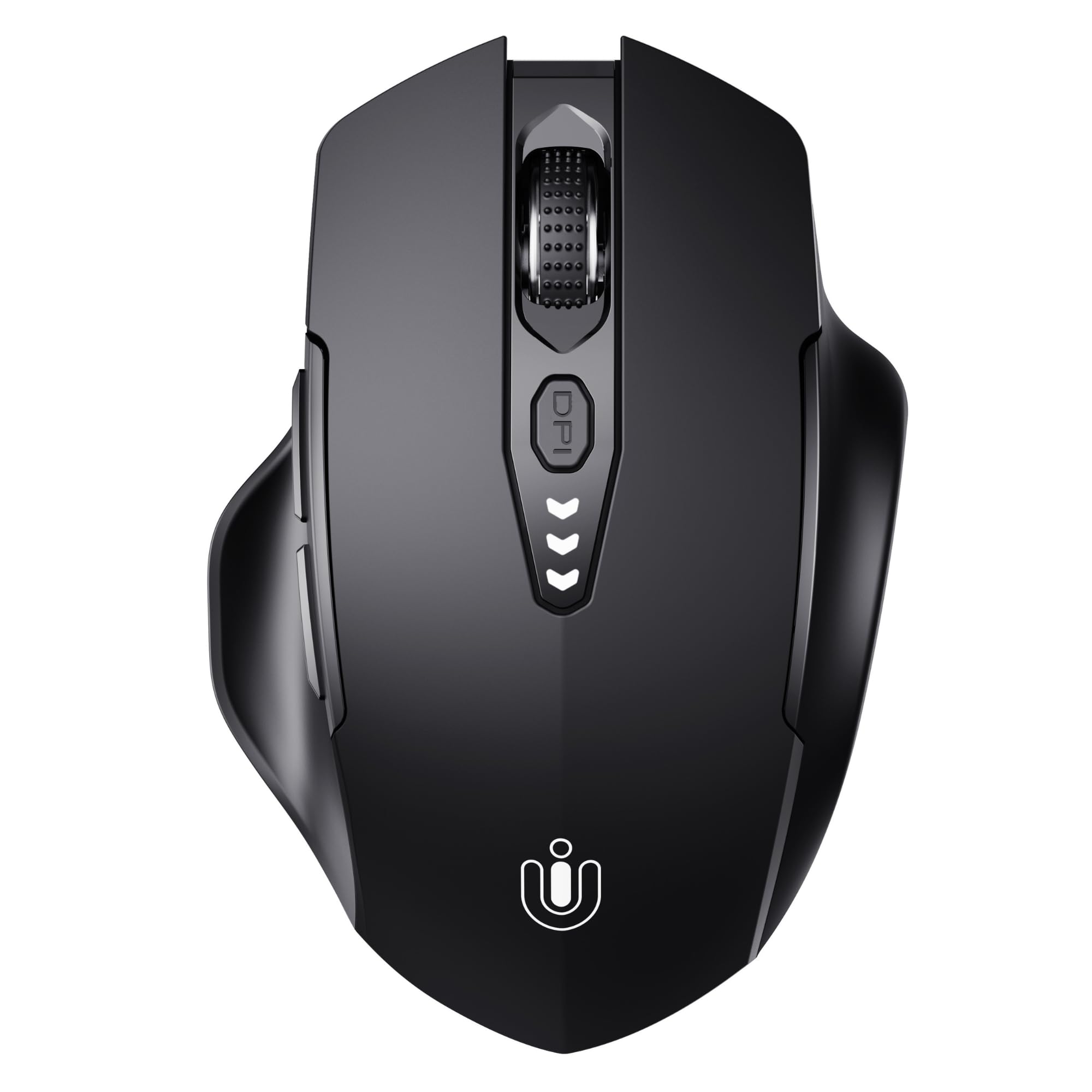 Upgraded Rechargeable Wireless Mouse - Bluetooth 5.0/4.0 & 2.4GHz Dual Mode, Visible Battery Level, 4 Adjustable DPI, Ergonomic Computer Mouse for MacBook Chromebook Laptop PC (Black) - Perfect for Office Work, Gaming, and Travel Use