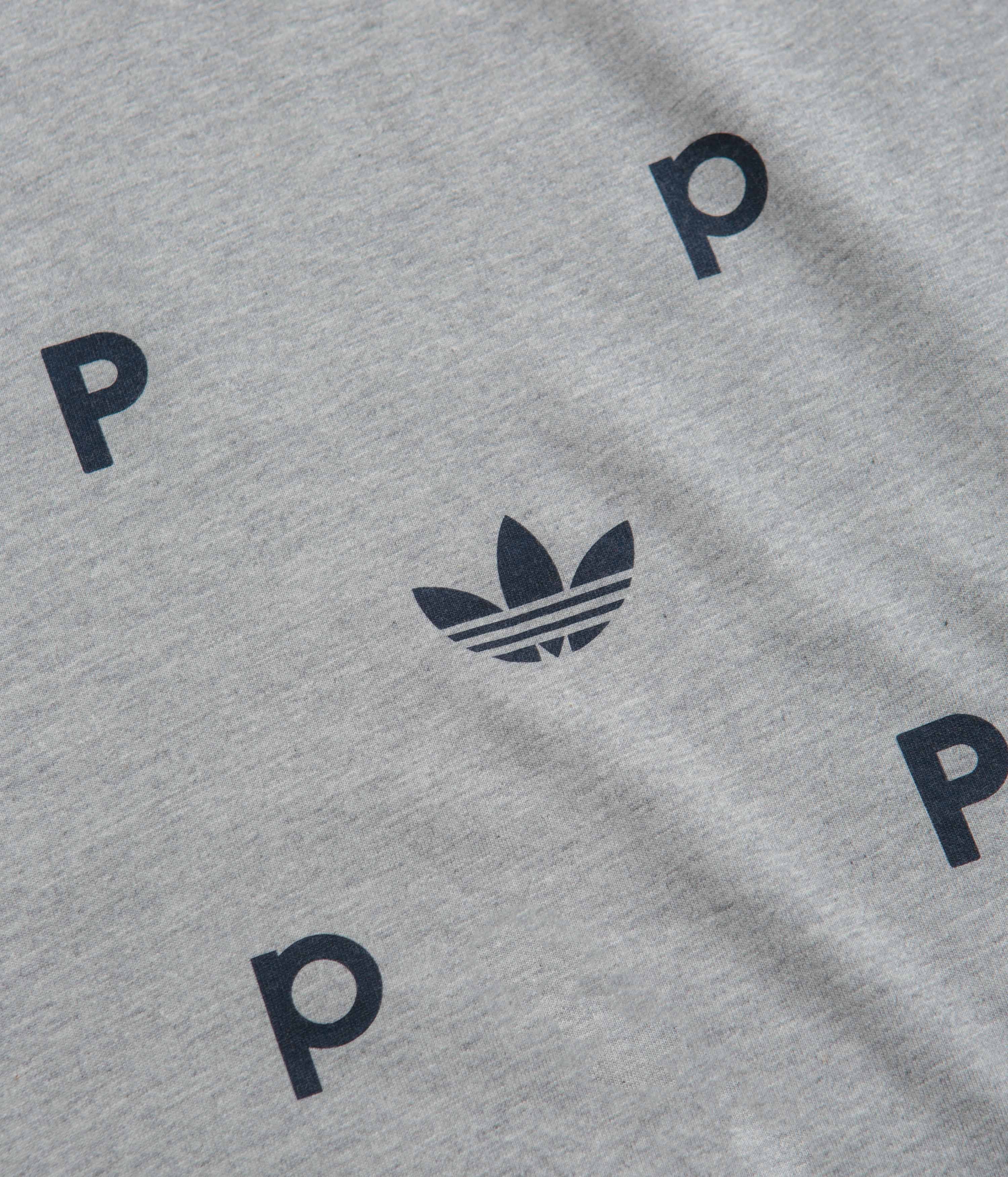 Adidas x Pop Trading Company Classic T-Shirt - Medium Grey Heather/Collegiate Navy - Men's Casual Streetwear Tee for Everyday Wear & Urban Fashion