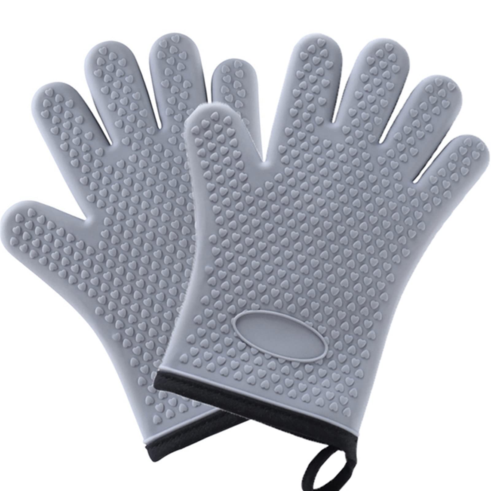 Heat Resistant Silicone Glove with Lanyard - Non-Slip Oven Mitt for Kitchen, Grilling, BBQ & Baking - Perfect for Cooking, Baking, Roasting & Outdoor Camping (Gray, One Size)