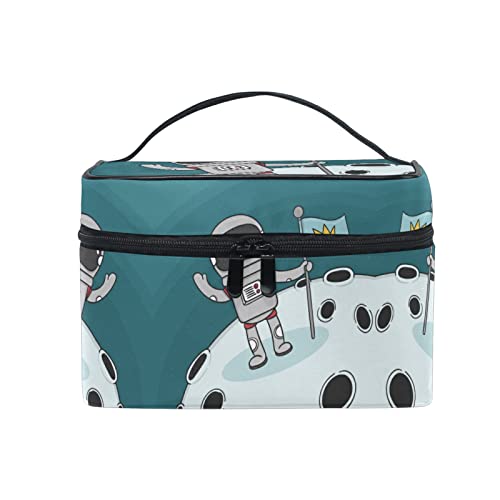 Space-Themed Cosmetic Bag - Astronaut Galaxy Earth Print Makeup Pouch & Toiletry Organizer for Women | Perfect for Travel, Gym, and Daily Essentials Storage