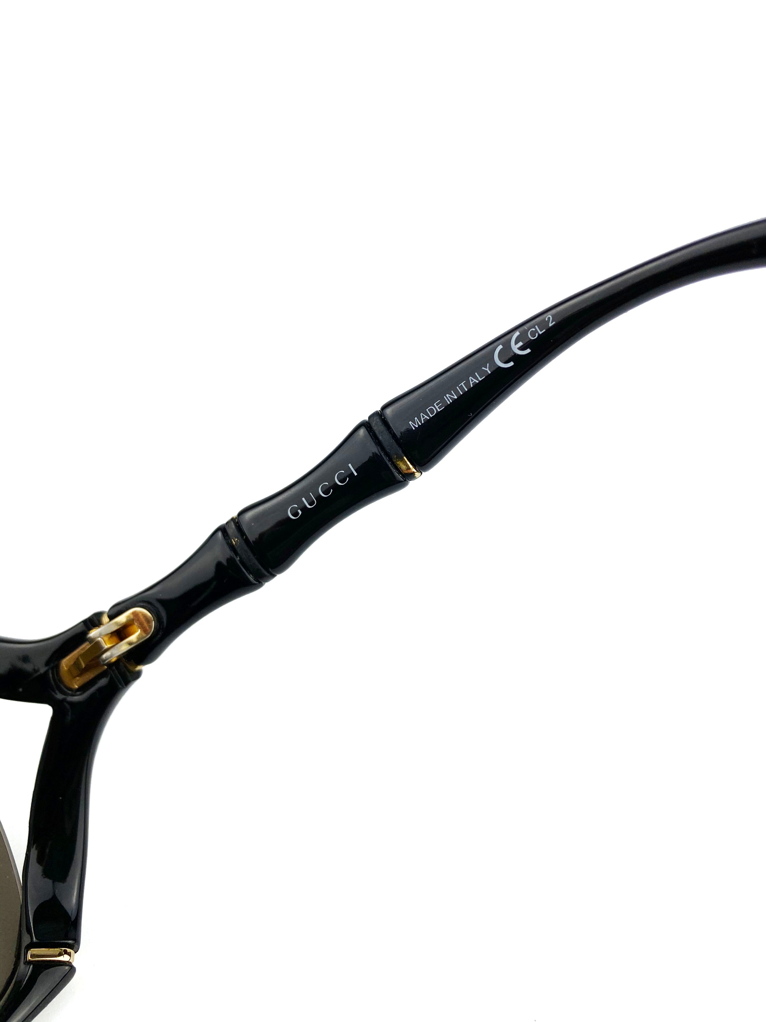 Gucci Black Bamboo Effect Oversized Sunglasses for Women - UV Protection Fashion Sunglasses for Outdoor, Beach & Driving