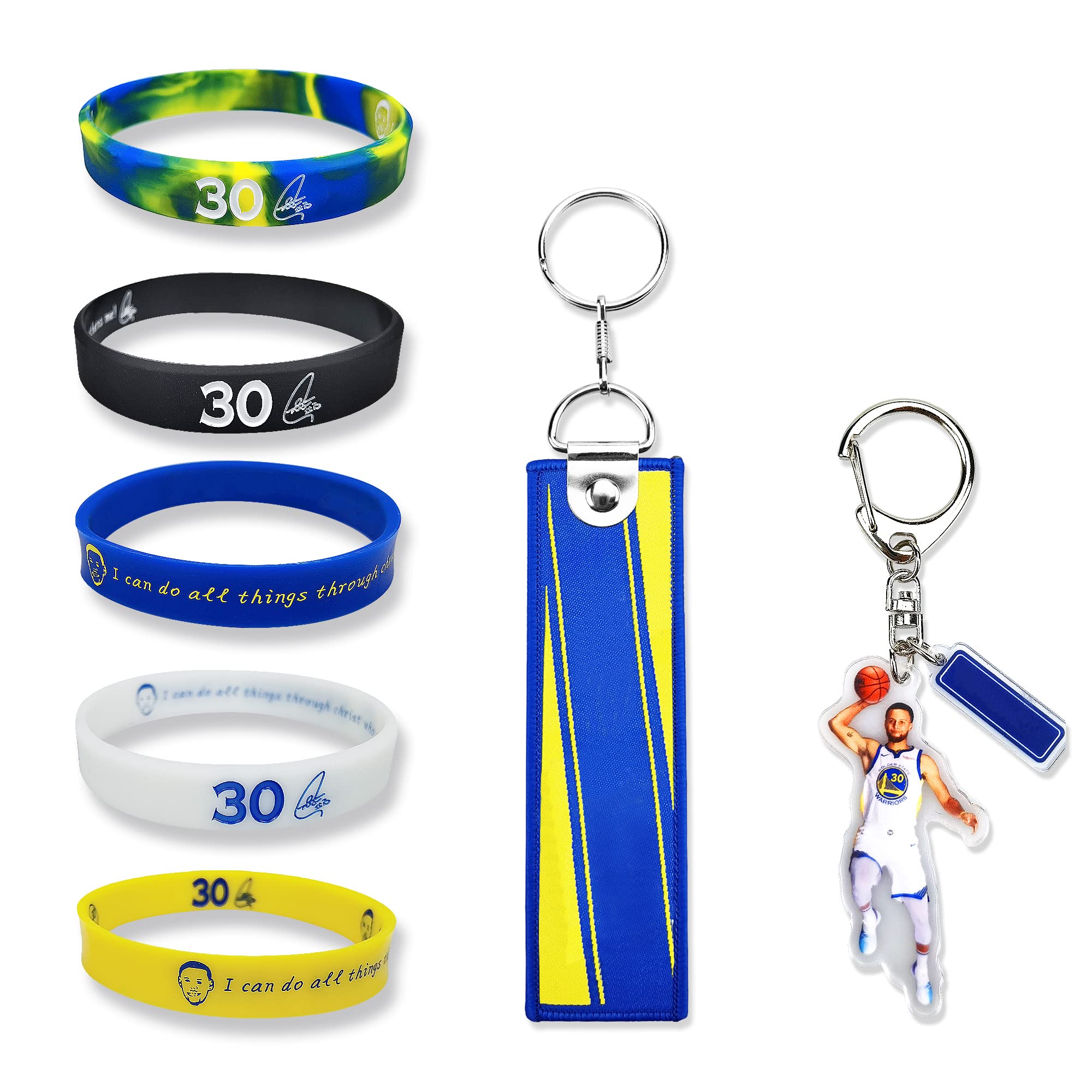 Basketball Silicone Bracelets & Keychains for Fans - 7-Pack for Games & Gifts