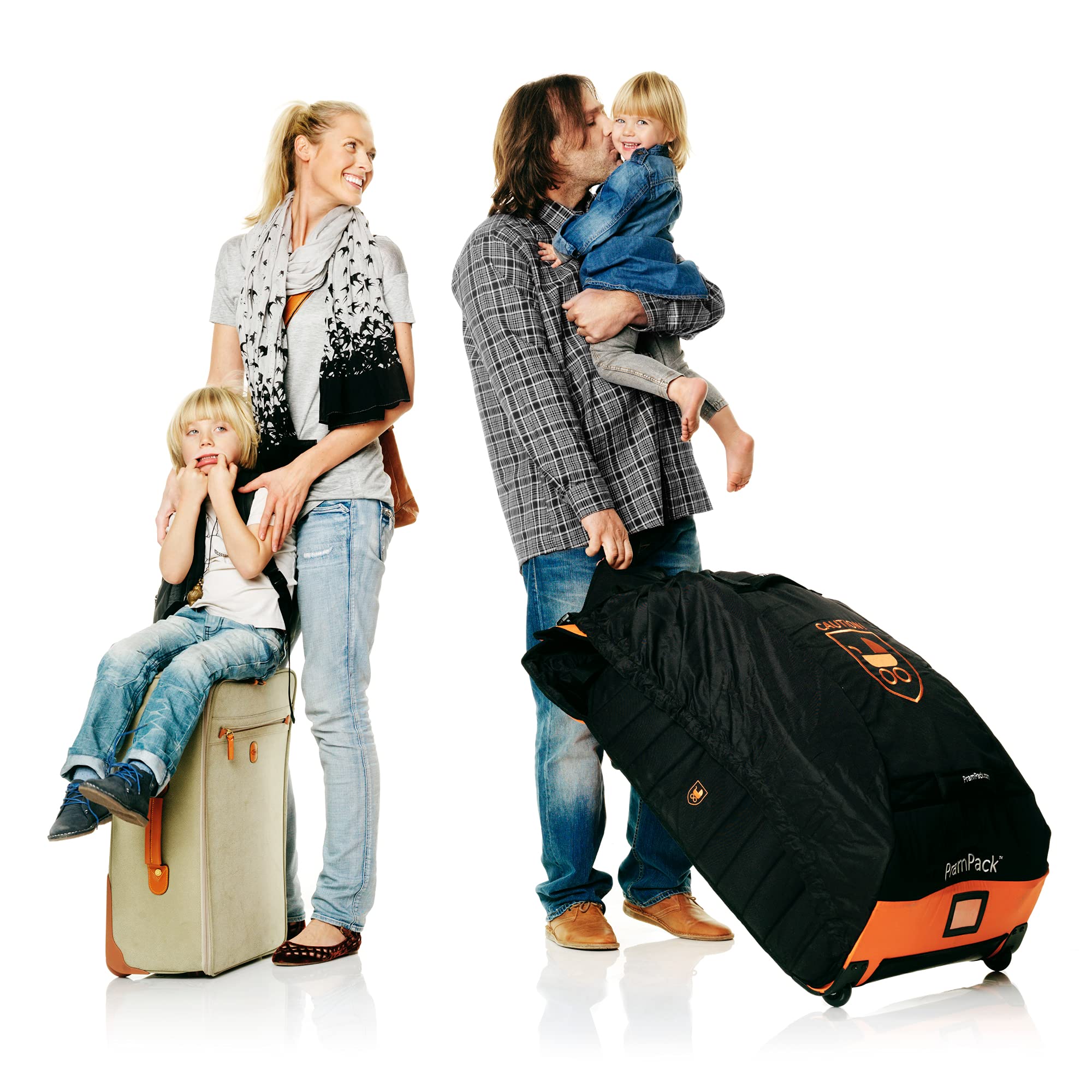 Stokke PramPack Travel Stroller Cover - Lightweight & Compact Black & Orange Protector for Most Strollers - Perfect for Airplane, Car & Storage Protection
