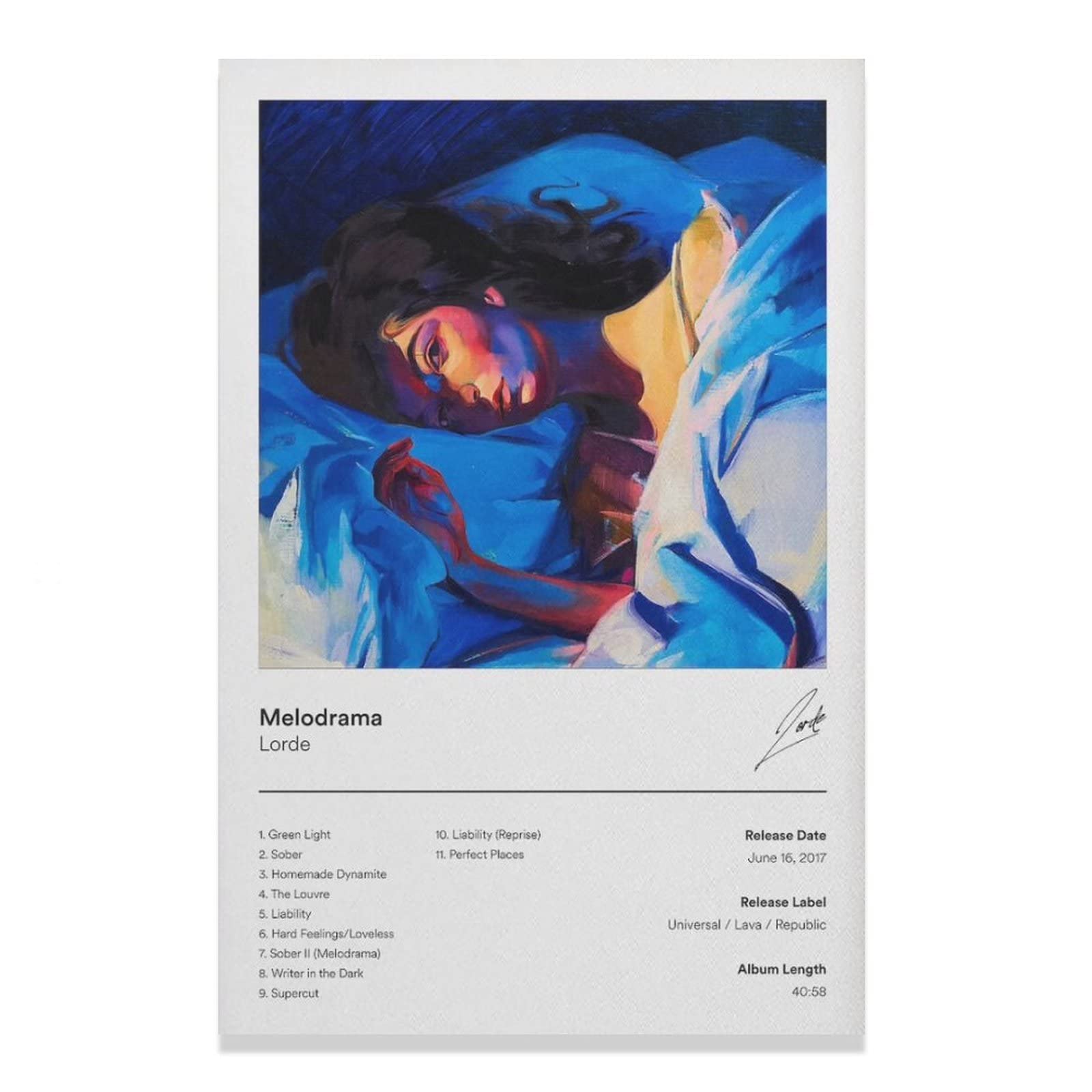 Lorde Melodrama Canvas Poster - 12x18inch (30x45cm) Unframed Wall Art for Bedroom, Office & Gift - Music Album Decor, Sports Landscape Print - Perfect for Home Decor & Fan Gifts