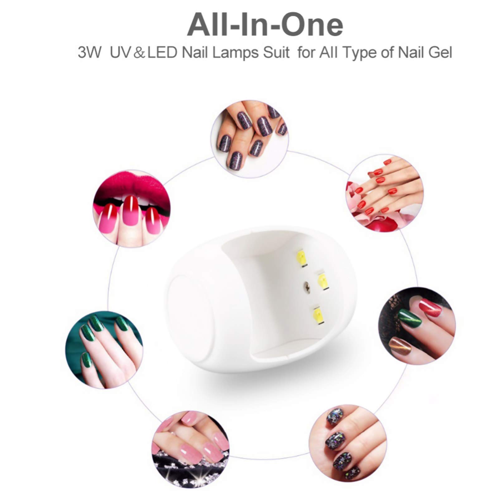 Professional UV LED Nail Lamp Dryer - 3W Nail Polish Curing Light with 2 Timer Settings, Salon Quality Manicure Tool for Gel Nails, Perfect for Home Use & Birthday Gifts (White) - Layfoo | Great for Nail Salons, DIY Manicures & At-Home Nail Care