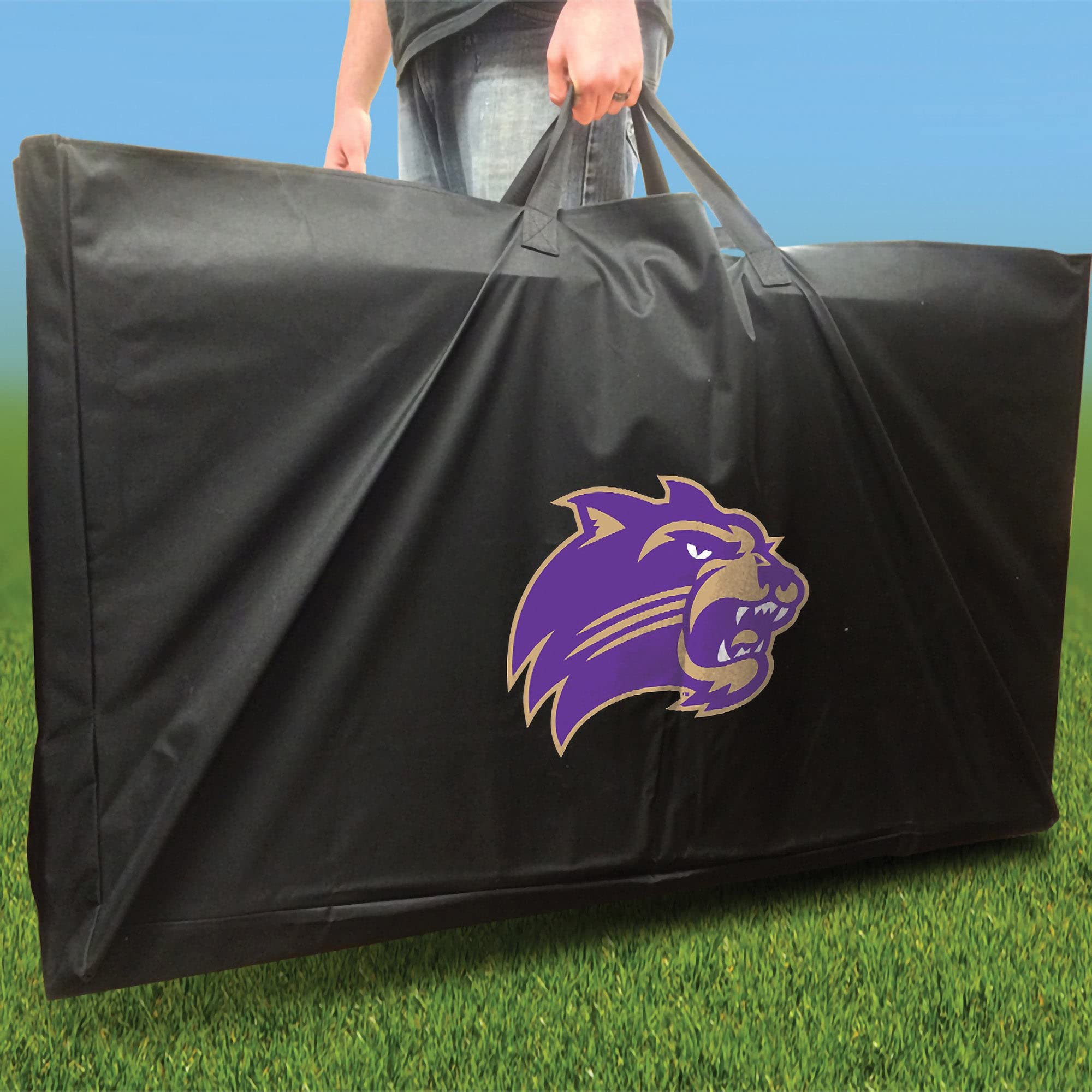 Skip's Garage Western Carolina Swoosh Cornhole Board Set - Official Regulation Size Cornhole Boards with Team Logo Design - Perfect for Tailgating, Backyard BBQs and Outdoor Parties