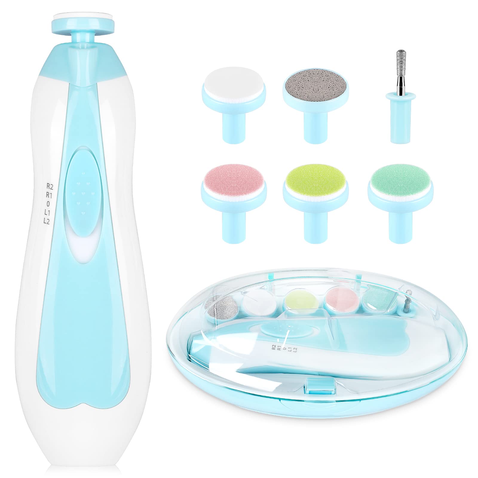 Electric Baby Nail Trimmer & Clippers Set - 6-in-1 Safe Nail File Kit for Infants, Toddlers & Adults | Gentle Manicure Grooming for Newborns, Kids & Parents | Perfect for Home Use, Travel & Baby Care Essentials