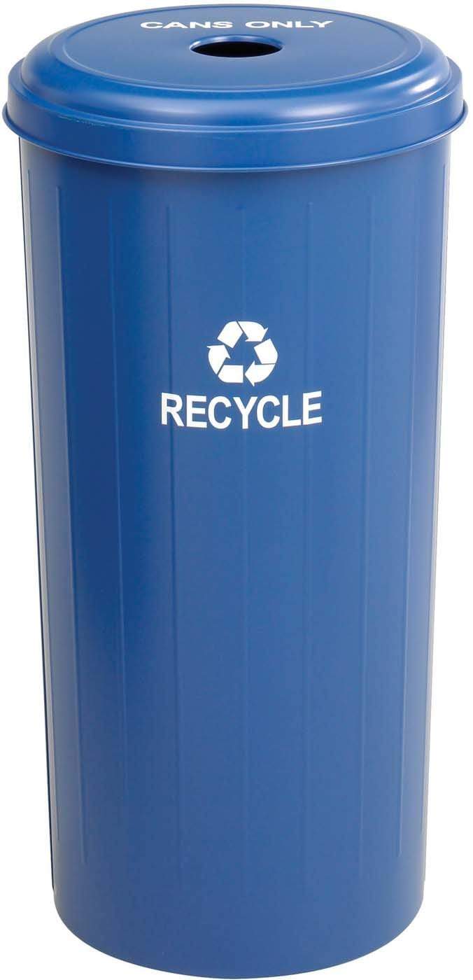 30 Gallon Blue Recycling Bin - Tall Round Trash Can for Home, Office & Outdoor Use - Durable Plastic Waste Receptacle [9632BU] - Perfect for Kitchen, Garage & Commercial Spaces
