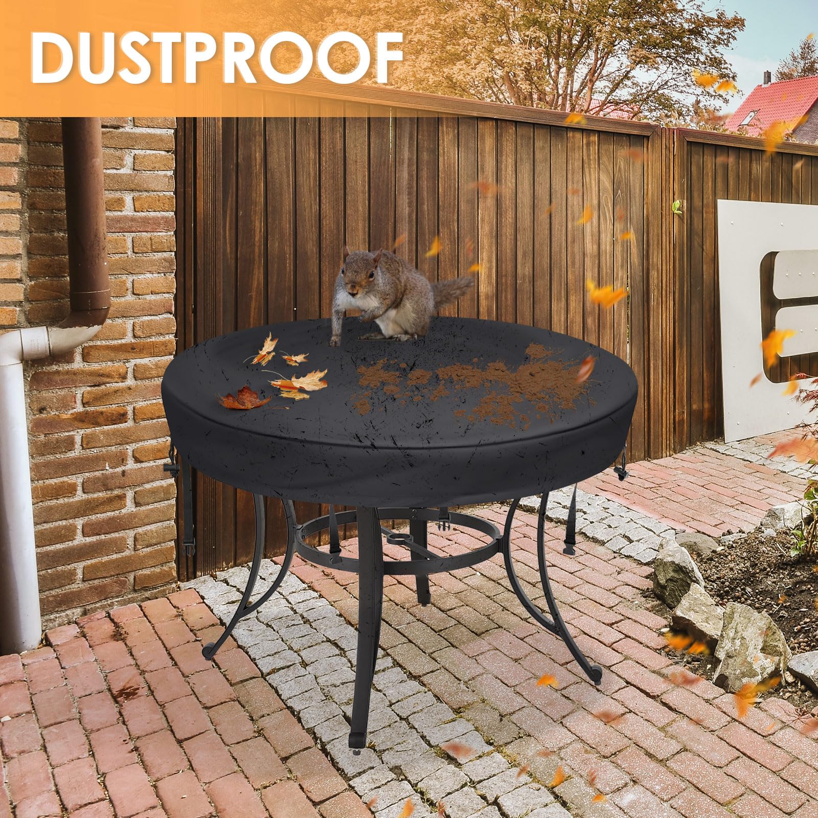 Waterproof Round Outdoor Table Cover 46-48 Inch - UV Resistant Patio Furniture Protector for All Weather - Perfect for Picnics, BBQs, and Garden Parties