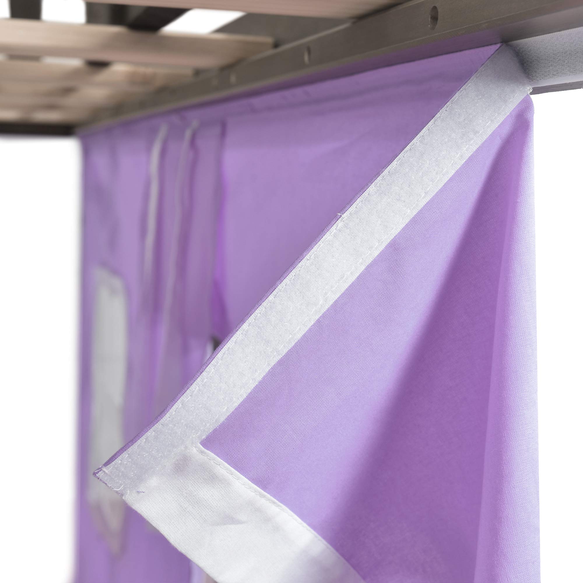 Max & Lily Underbed Curtain for Low Bunk Bed & Loft Bed - Kids Play Tent & Privacy Curtain for Bottom Bunk - 2-Panel Cotton Set in Purple/White - Perfect for Bedrooms, Playrooms & Sleepovers