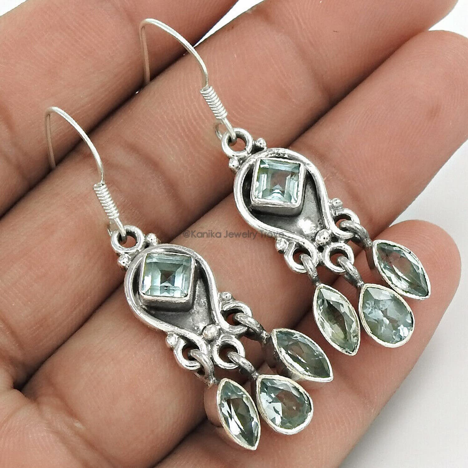 925 Sterling Silver Green Amethyst Dangle Hook Earrings for Women - Elegant Jewelry Gift for Birthday, Anniversary & Special Occasions