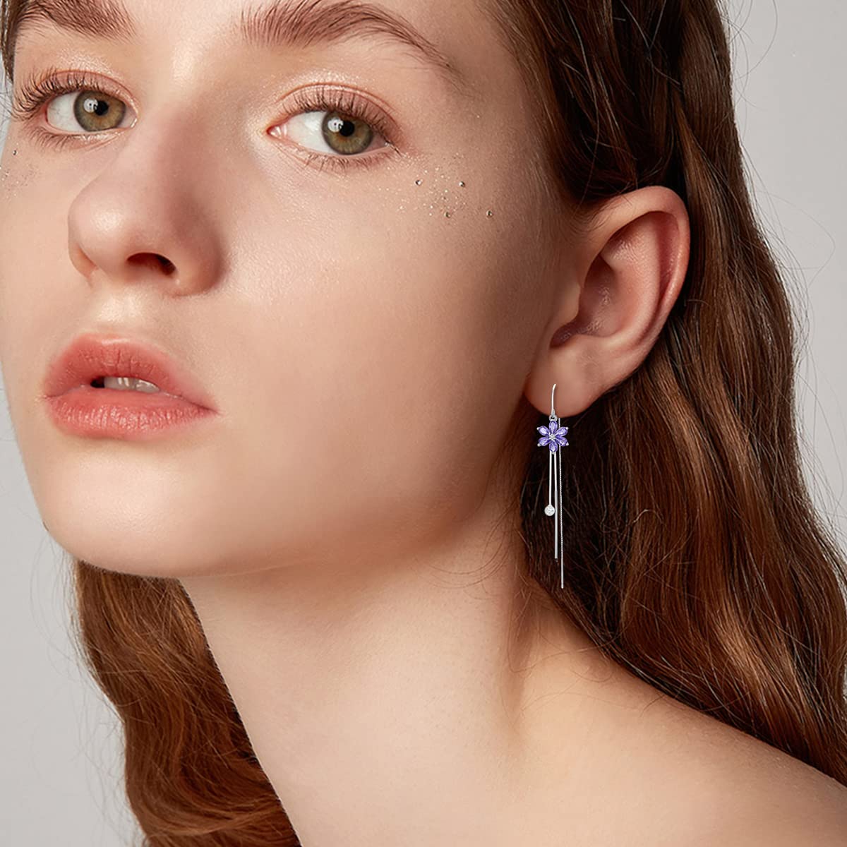 Sterling Silver Threader Earrings with CZ Flower, Star, Heart & Butterfly Charms | Elegant Dangle Drop Earrings for Women & Girls | Perfect for Parties, Weddings & Everyday Wear