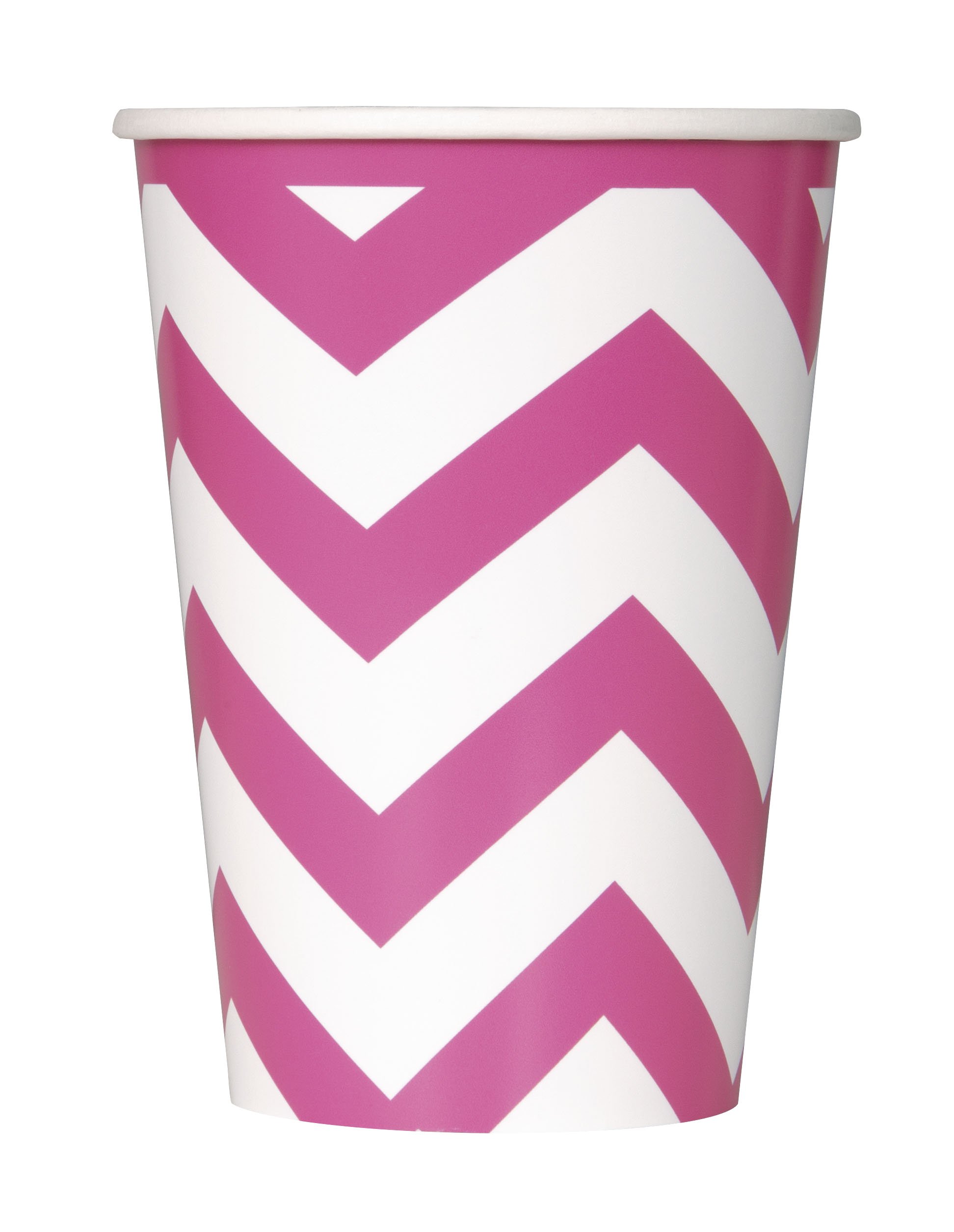 12oz Hot Pink Chevron Paper Cups - Pack of 6 | Disposable Party Cups for Birthday, Baby Shower & Bridal Events | Eco-Friendly Drinkware for Weddings, Picnics & Office Parties