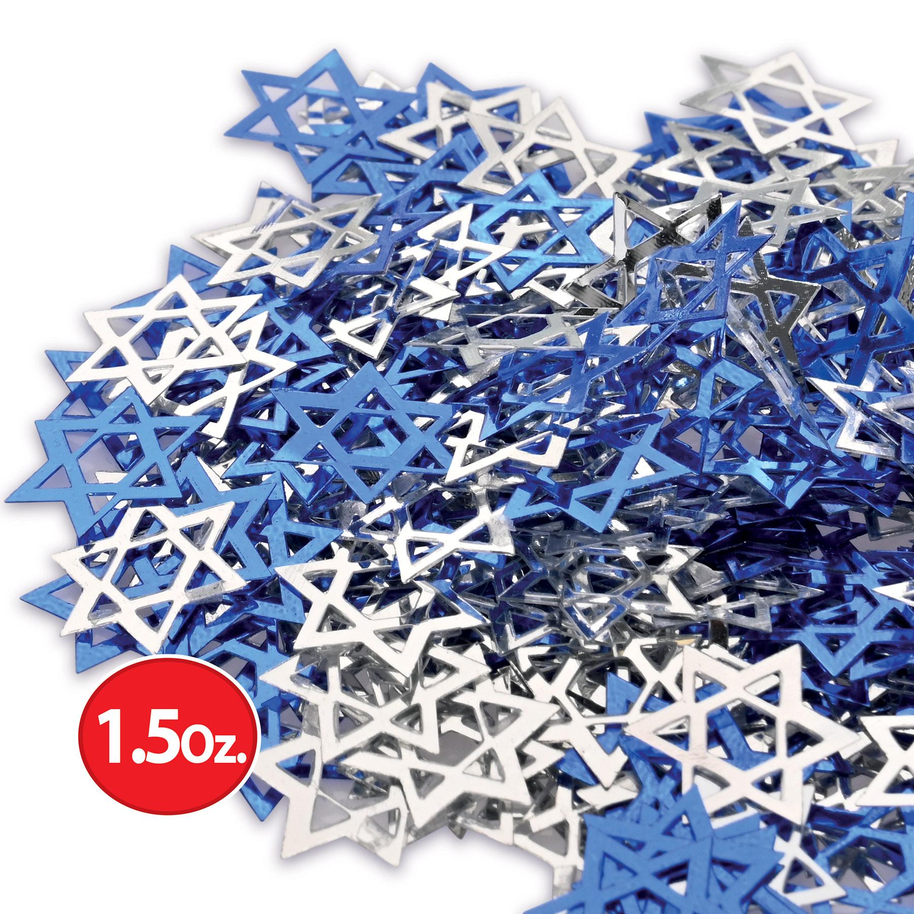 12 Pack Beistle Confetti Star of David Blue & Silver (0.5 Oz/Pkg) - Perfect for Hanukkah Decorations, Jewish Celebrations & Party Supplies