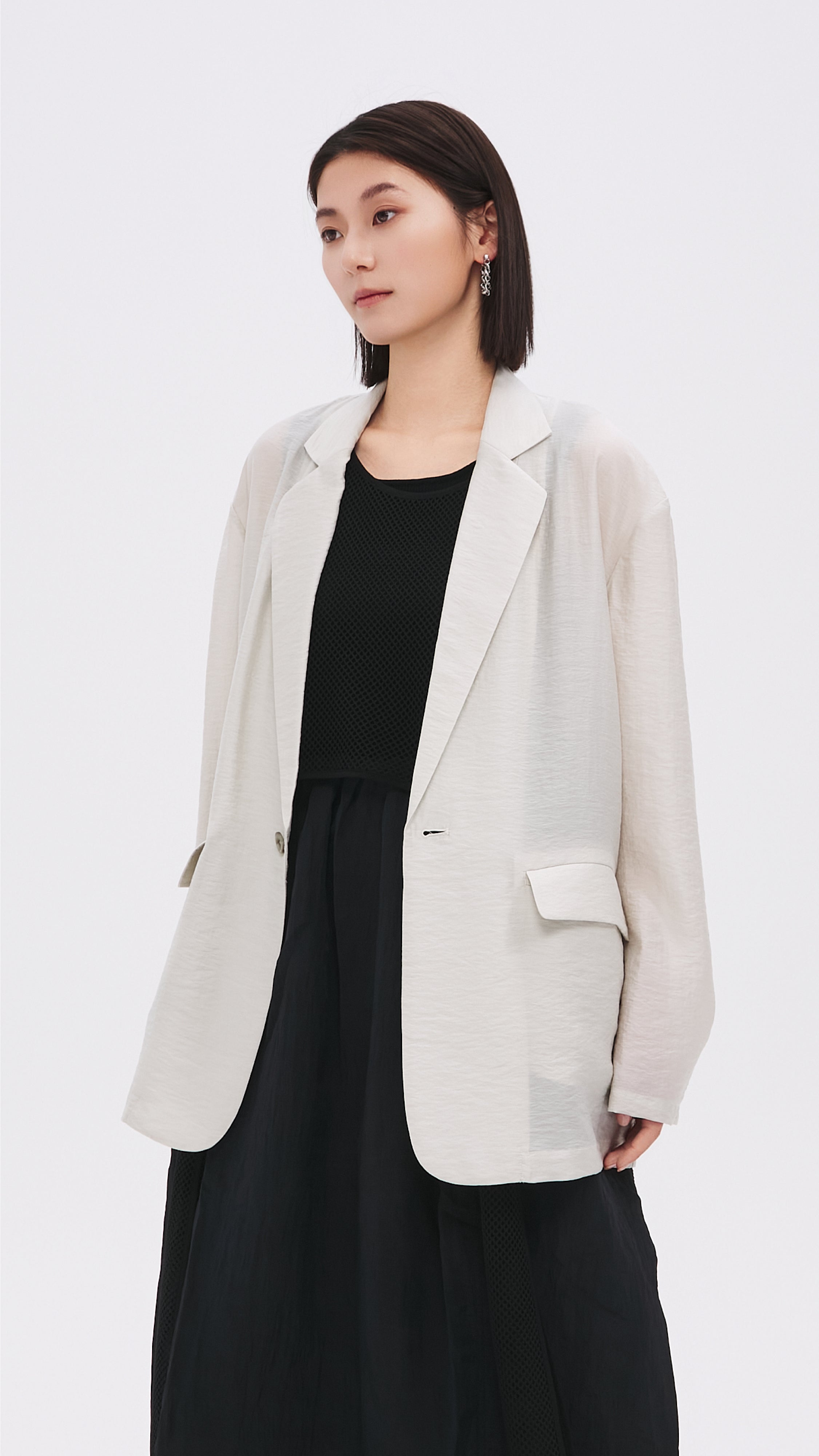 Women's Lightweight Sheer Blazer Jacket - Elegant Open Knit Office Wear for Business & Casual Outfits | Perfect for Work, Parties & Special Occasions