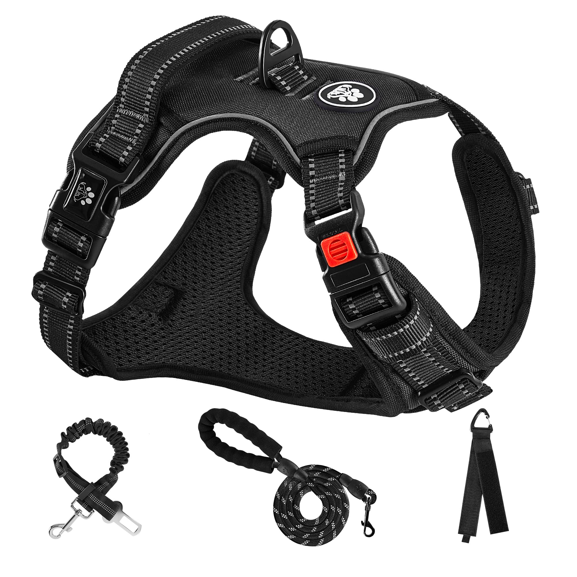 NESTROAD No Pull Dog Harness - Adjustable Oxford Pet Vest with Leash, Reflective No-Choke Soft Handle Harness for Small Dogs (X-Small, Black) - Perfect for Walking, Training & Outdoor Adventures