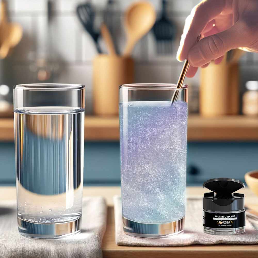 Blue Iridescent Beverage Glitter for Drinks | Mini Spray Pump Bottle - Perfect for Cocktails, Mocktails, Cupcakes & Party Decorations