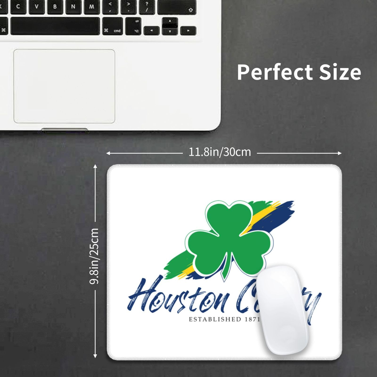SIYTUAU Houston County TN Logo Mouse Pad - 10x12 Inch Waterproof Non-Slip Rubber Gaming Mouse Pad for Office & Laptop Use - Perfect for Work, Gaming & Home Computer Setup