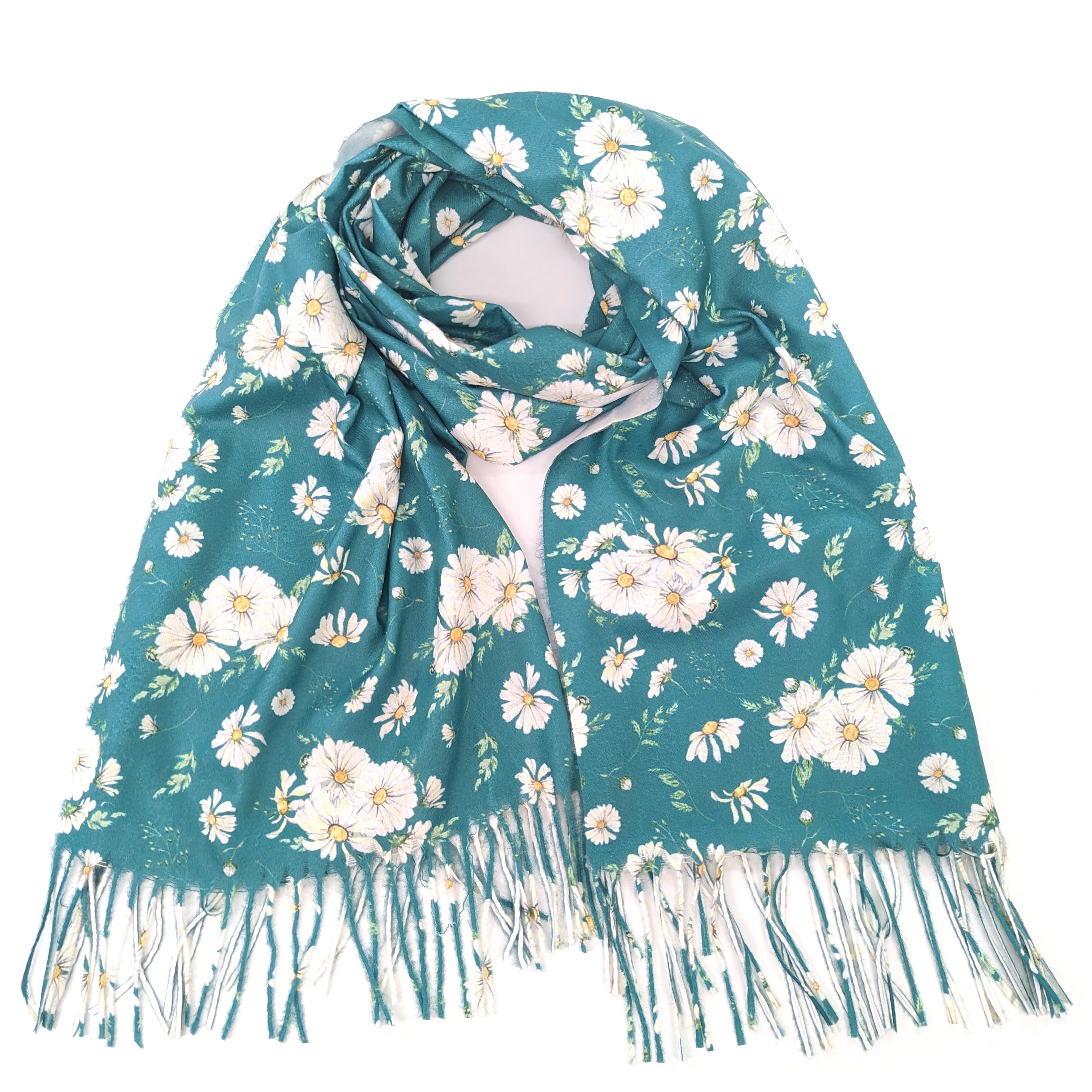 Elegant Daisies Pashmina Scarf - Soft & Lightweight Shawl for Women | Perfect for Spring Outfits, Office Wear & Evening Events