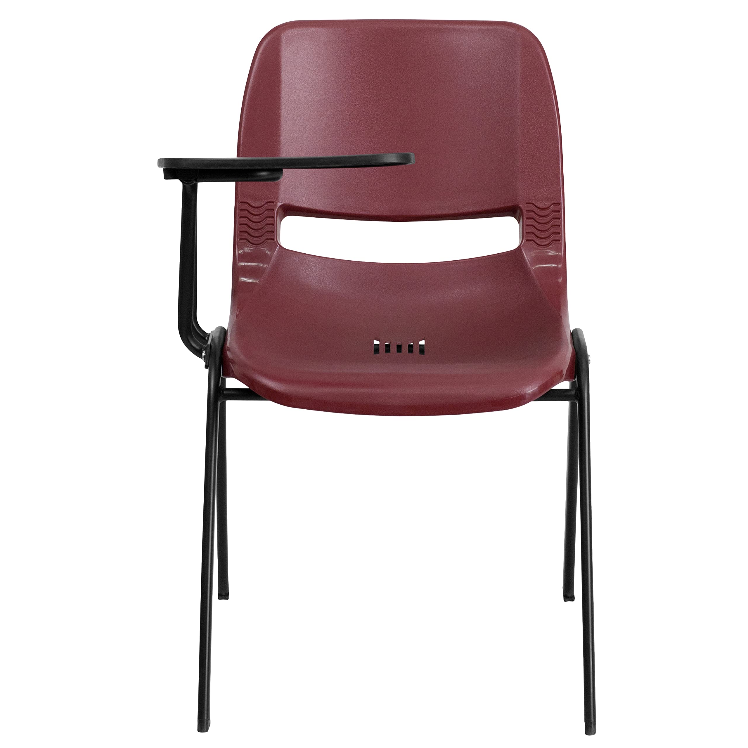5 Pack Burgundy Ergonomic Shell Chair with Right Handed Flip-Up Tablet Arm - Comfortable Office & Conference Room Seating for Work & Study